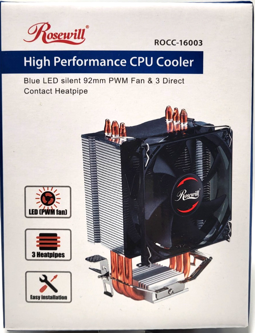 Rosewill ROCC-16003 CPU Cooler, 92mm Fan, 3 Direct Contact Heatsink Pipes *NEW*