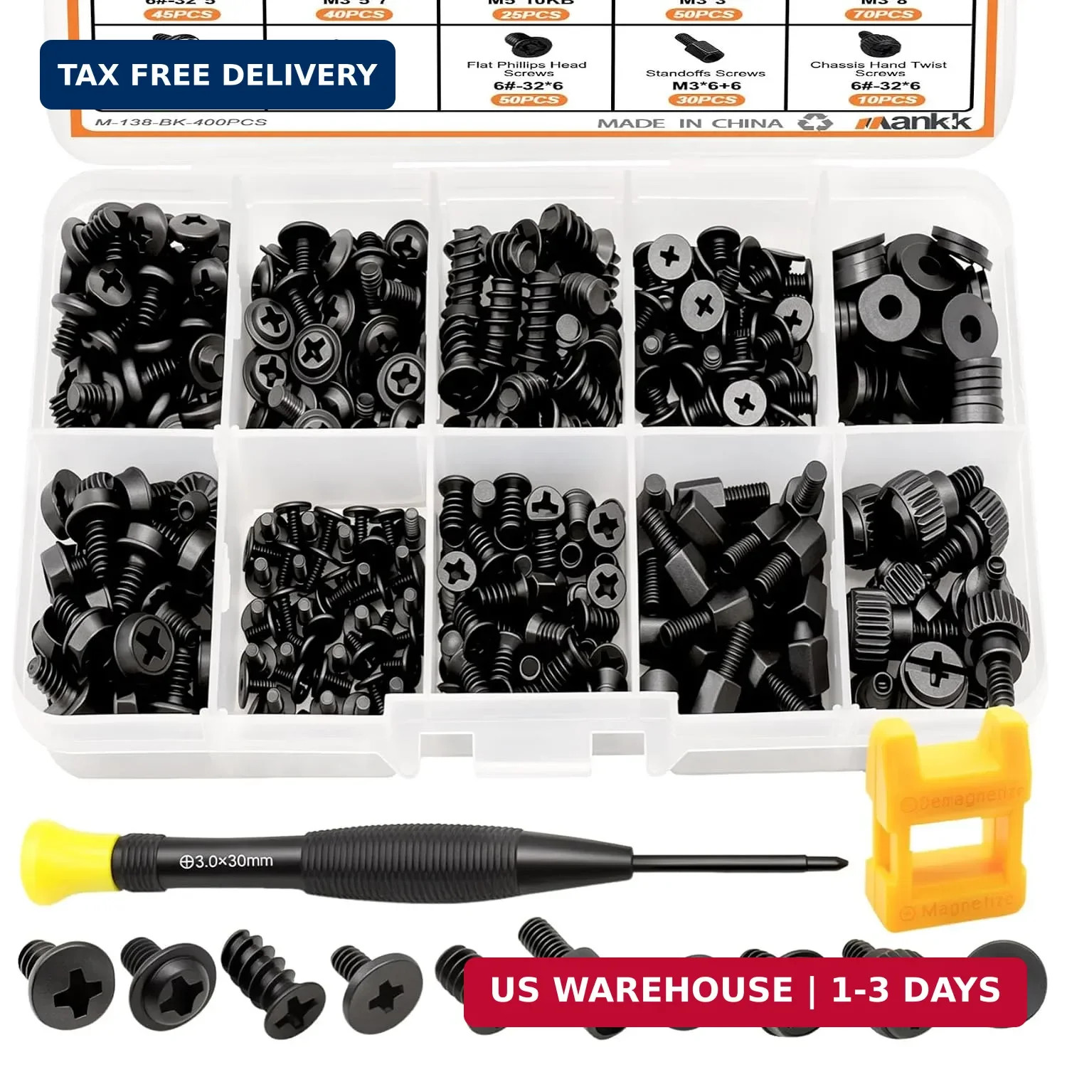 400PCS Computer Screws Motherboard Standoffs, PC Case, Fan, SSD, CD-ROM Screws f
