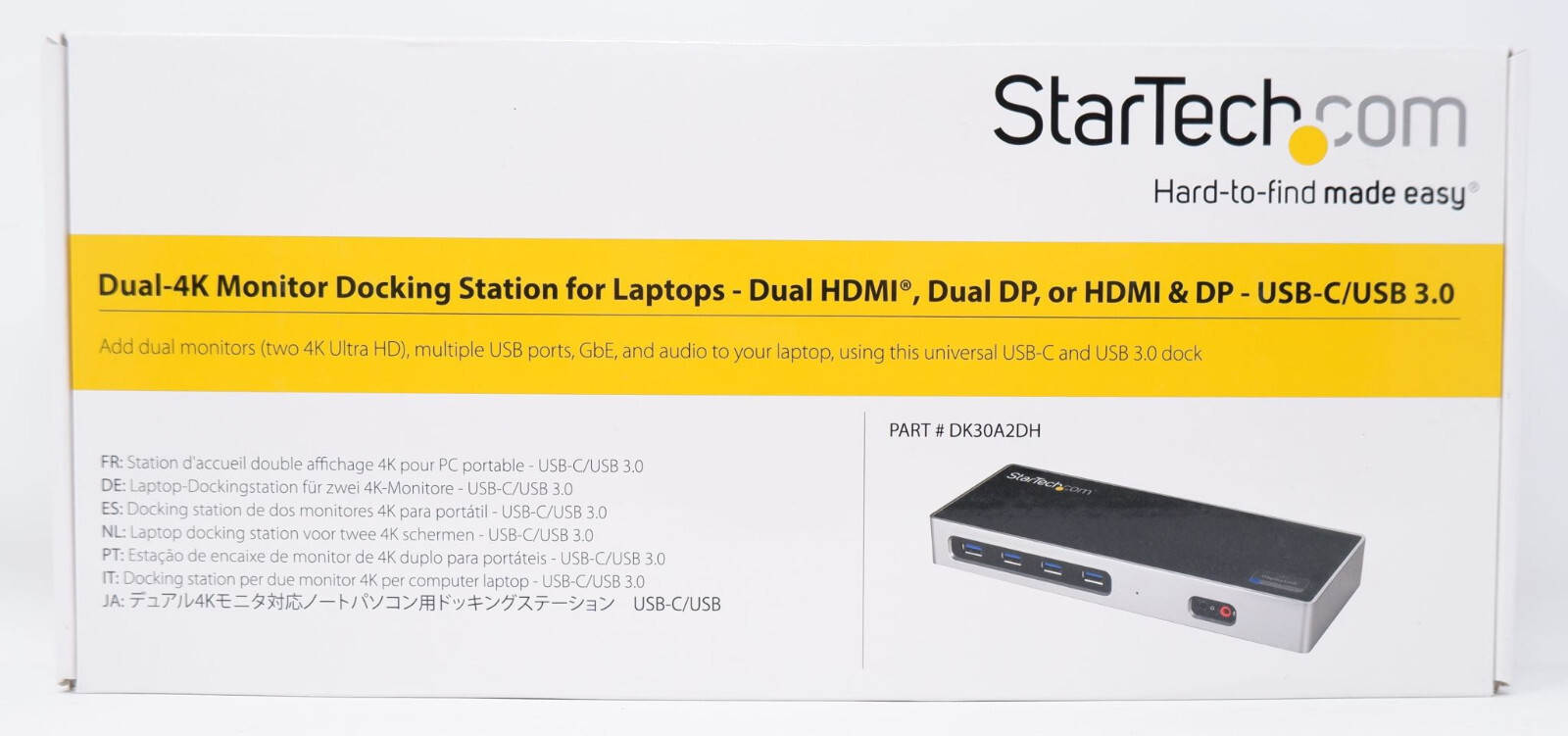 STARTECH DK30A2DH USB-A USB-C 4K DUAL MONITOR DP HDMI DOCKING STATION - NEW