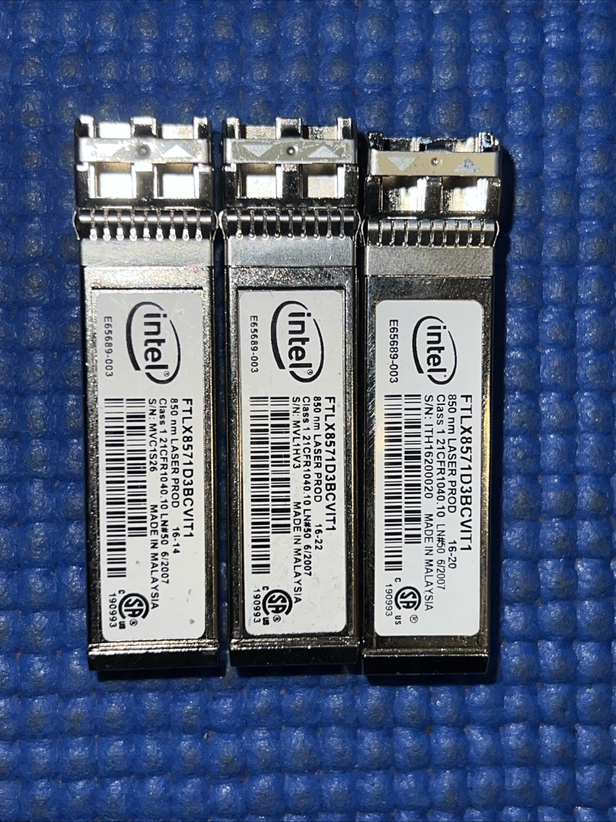 Lot of 3) Intel FTLX8571D3BCVIT1 10Gb SFP Module E10GSFPSR X710 X520 E810