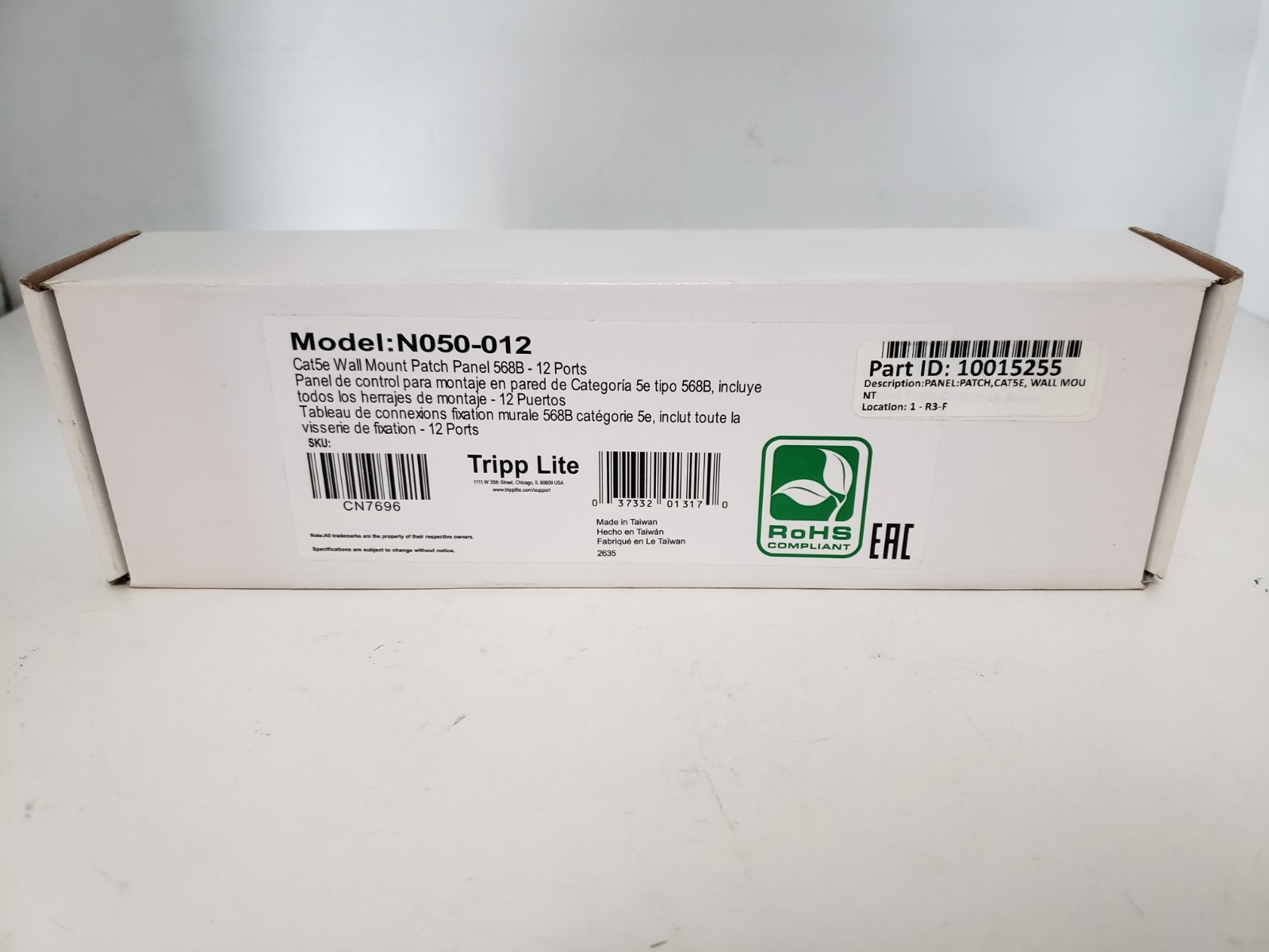 TRIPP-LITE N050-012 CAT5E WALL MOUNT PATCH PANEL 568B 12 PORT  NIB