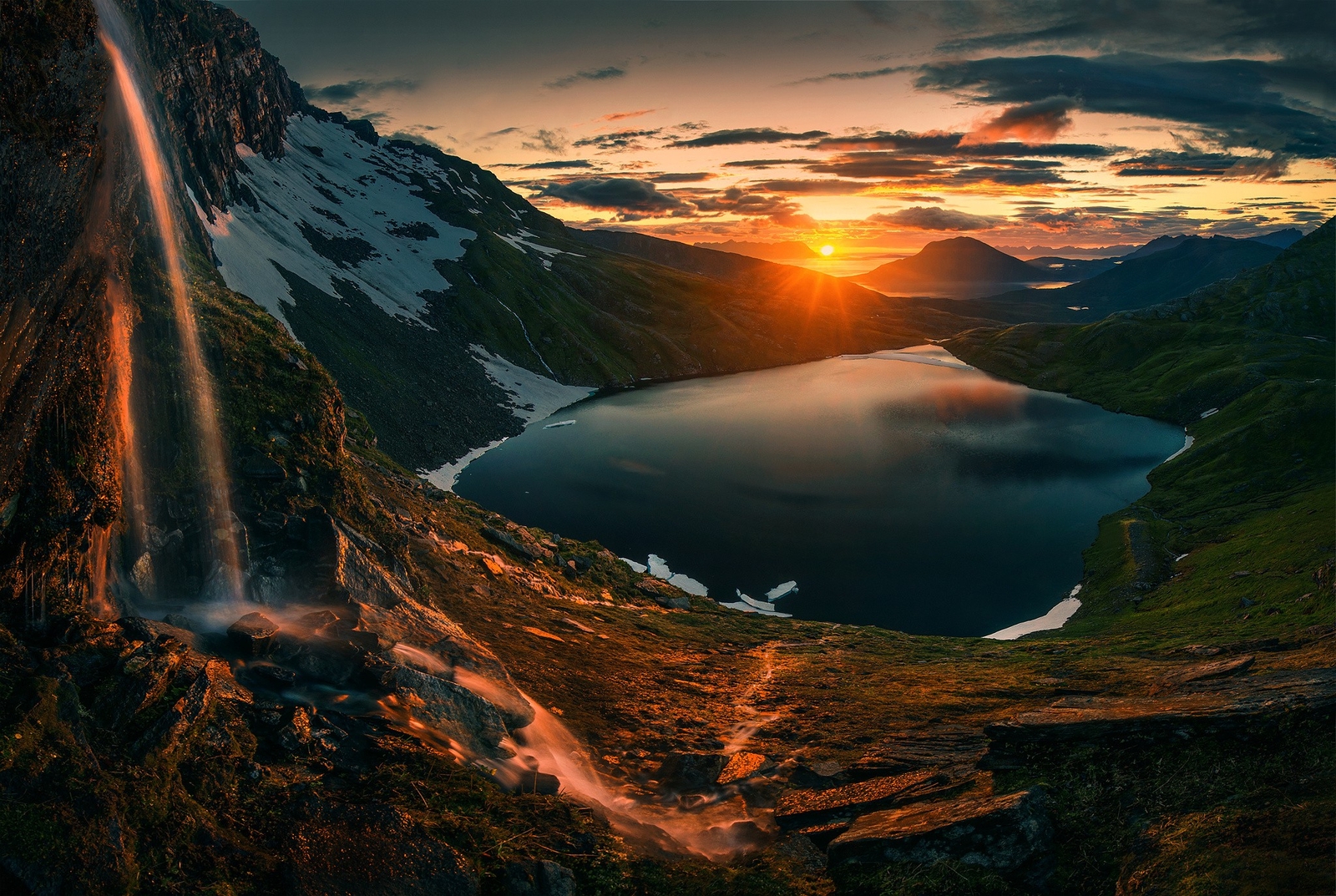 Landscape lake sun nature greenland max rive sunlight Custom Gaming Mat Desk