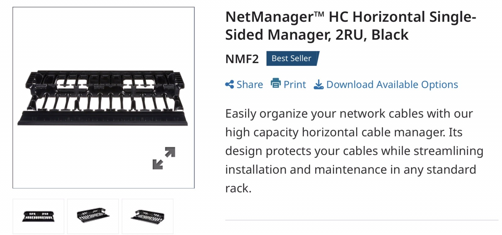 Panduit Pan-Net NMF2 Horizontal Cable Manager 19" Front ONLY 2RU New Sealed Blk
