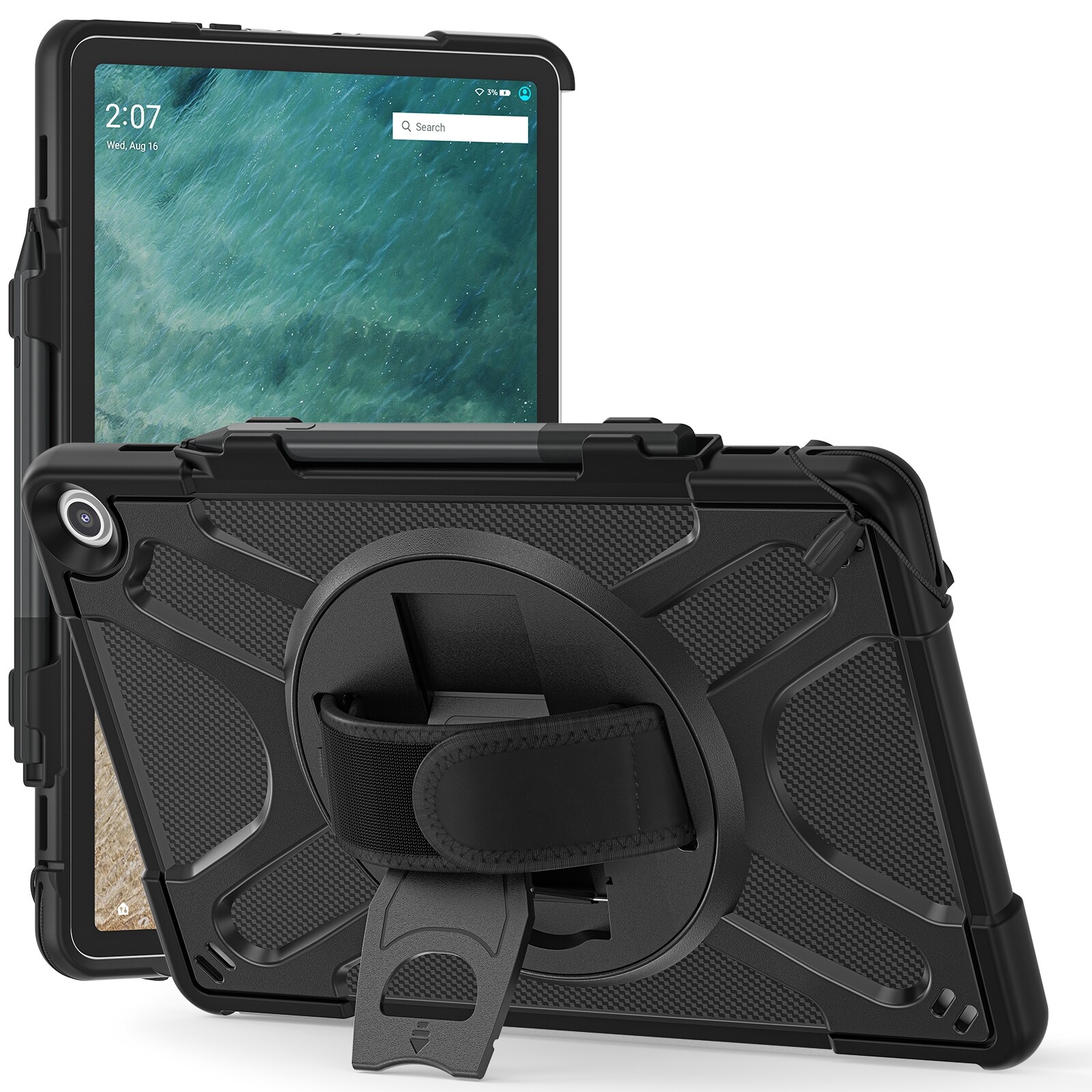 Fr Amazon Fire Max 11" Shockproof Rotating Stand Handle Case with Lanyard Strap