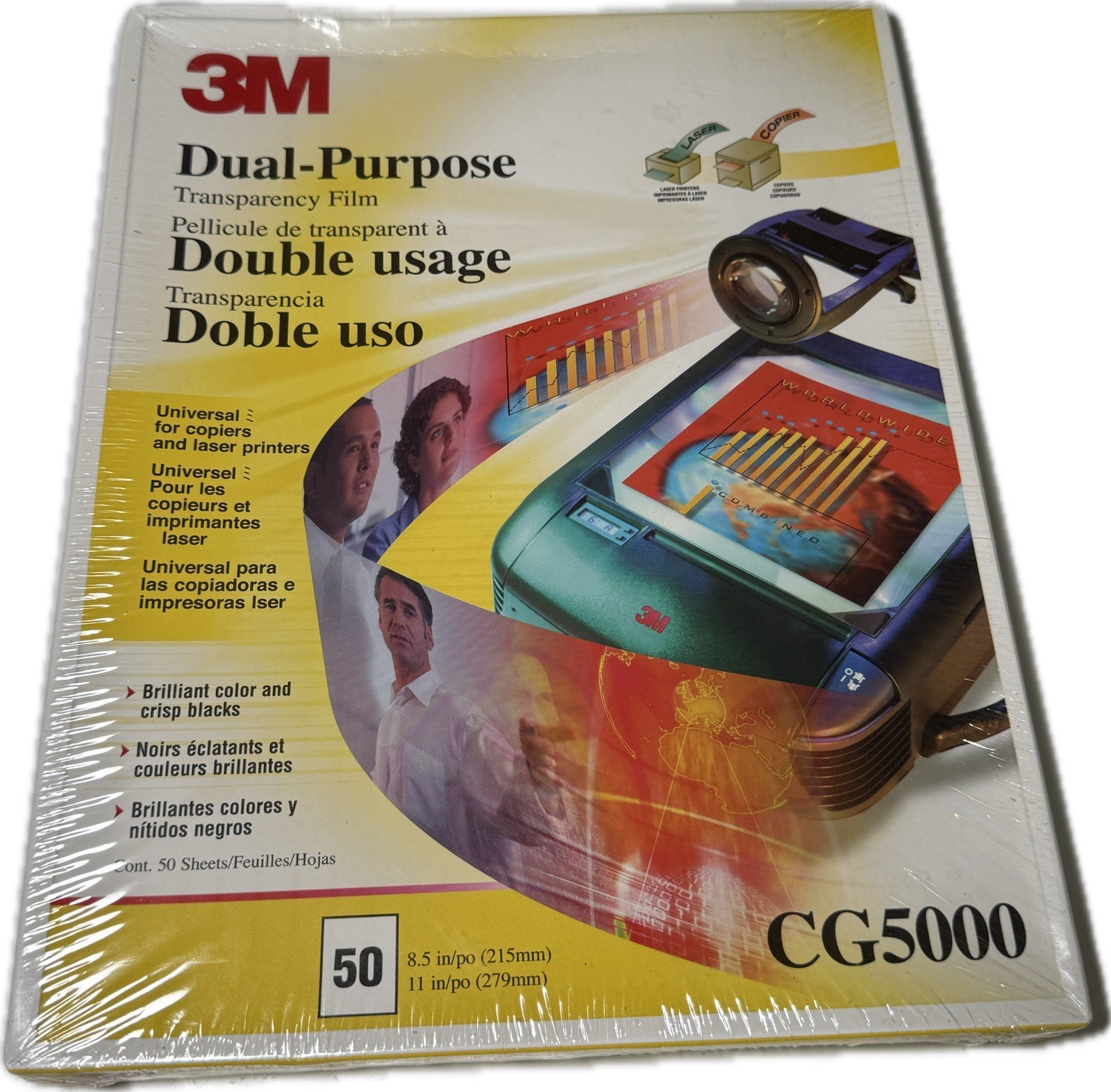 50 Pcs 3M CG5000 Multipurpose Transpareny Film Printer Paper SEALED Double Usage