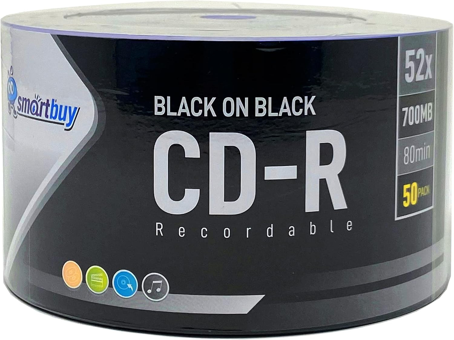 50 Pack  CD-R 52X 700MB 80 Mins Double Side Black Vinyl Blank Disc