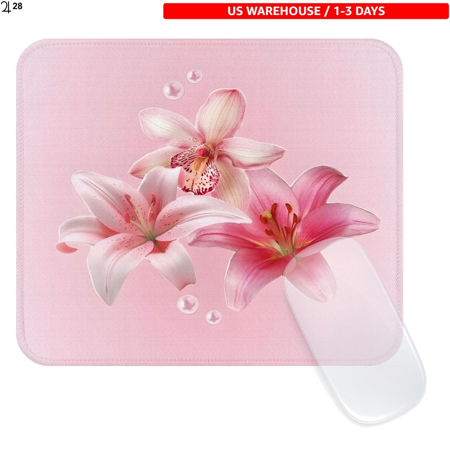 Aesthetic Floral Mouse Pad with Rubber Base - 9.5"x7.8", Perfect for Gamers