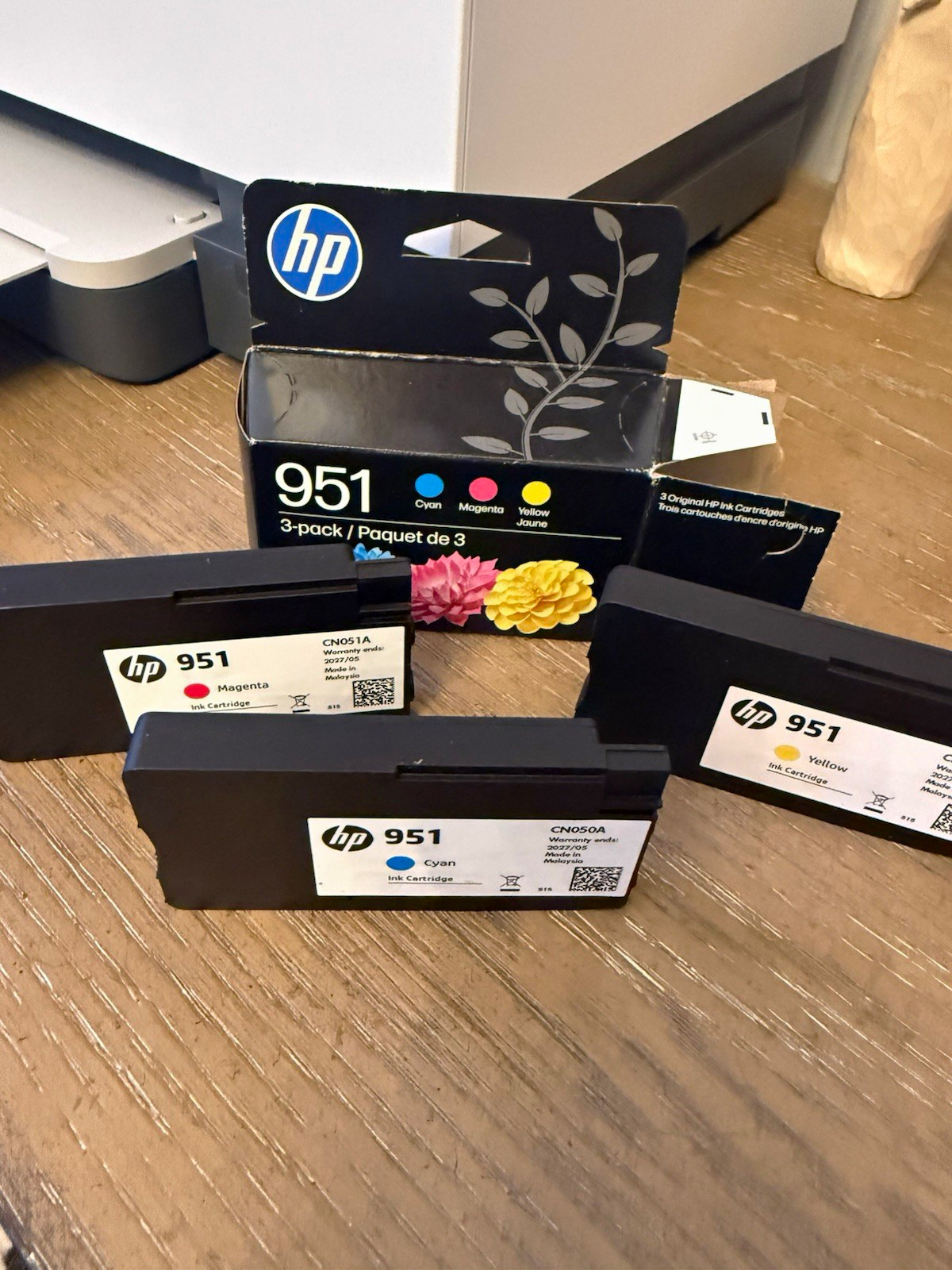 HP 951 Genuine Original Inkjet Ink Cartridges 3-Pack Cyan Magenta Yellow