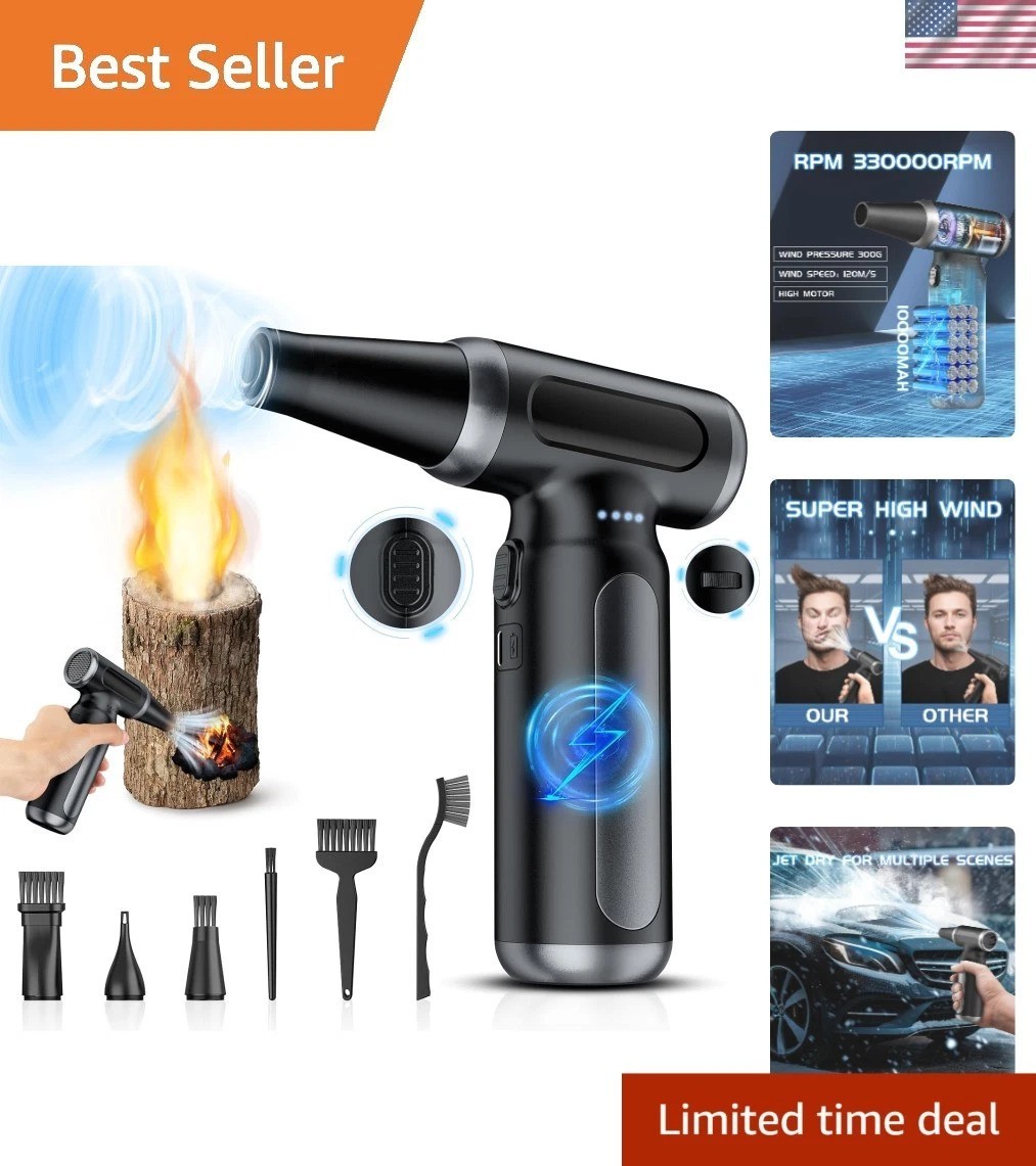 Electric Compressed Air Duster - 33,000 RPM, Rechargeable, Portable, Multi-Pu...
