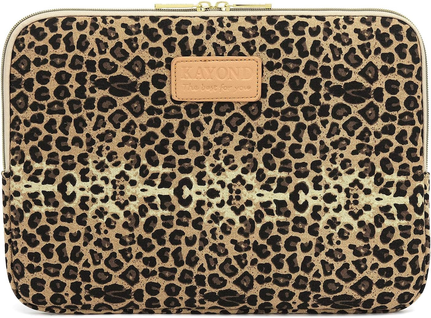 KY-03 Canvas Fabric 15.6 Inch Laptops Sleeve - Brown Leopard Print