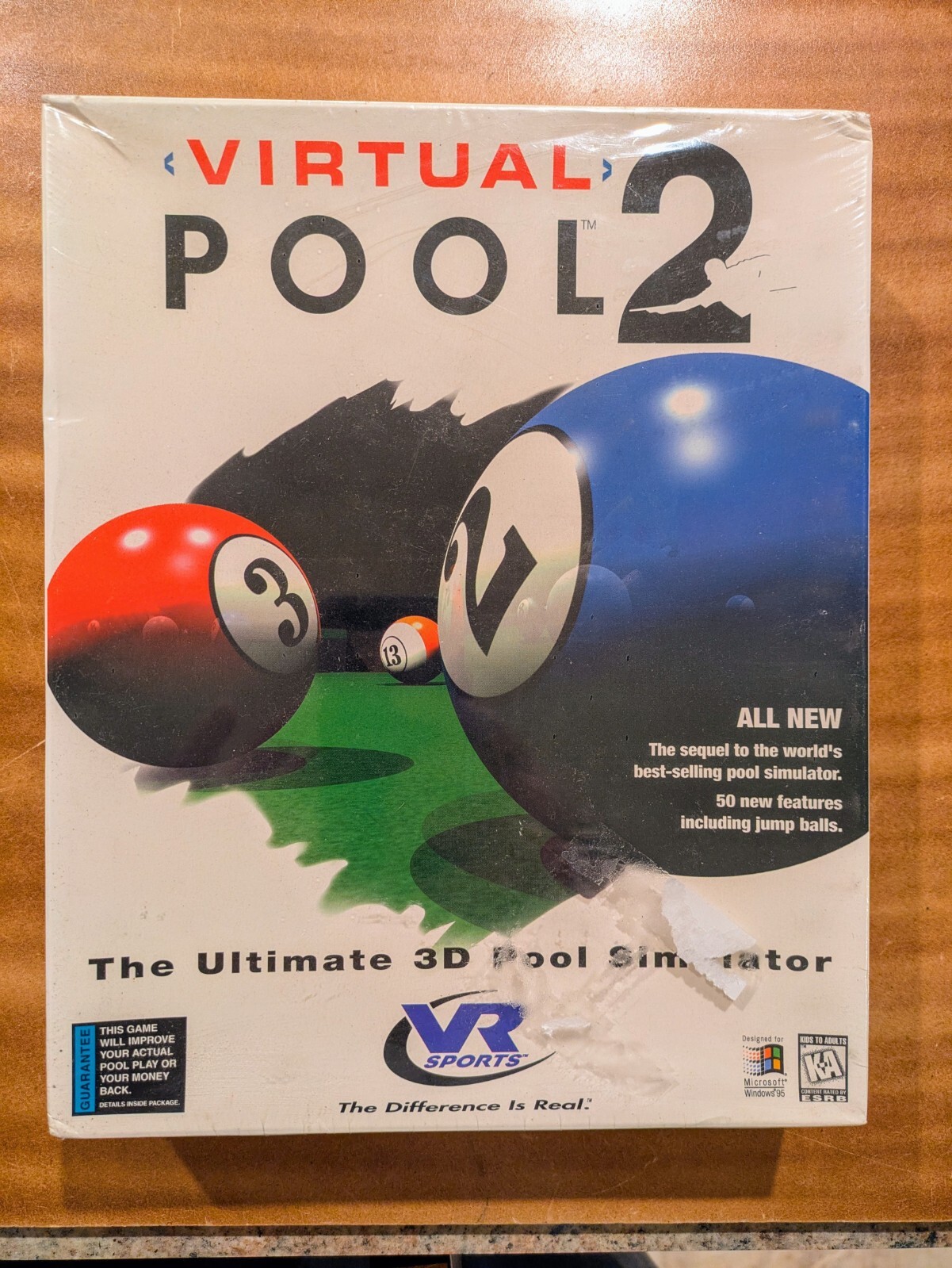 NEW SEALED 1997 Virtual Pool 2 PC - VR Sports - BIG BOX - Windows 95 CD-ROM