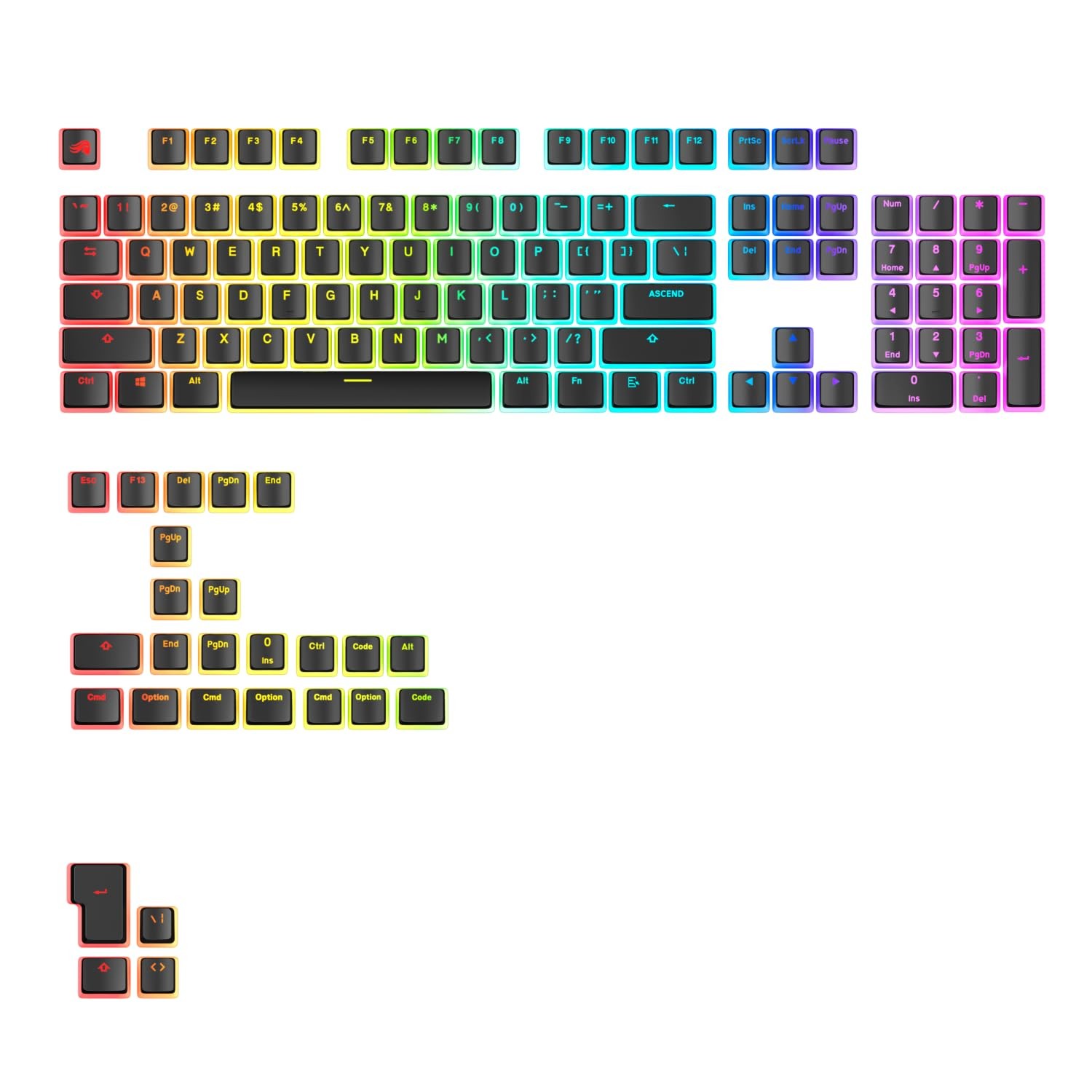 GLORIOUS GPBT Aura RGB Keycap Set Pudding Double Shot PBT Translucent Black