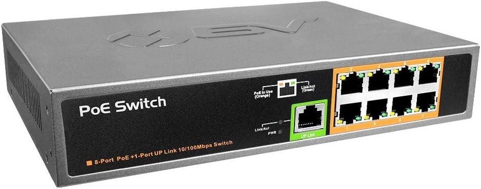 BV-Tech POE-SW801 8 PoE+ Ports With 1 Ethernet Uplink 120W Black New In Box