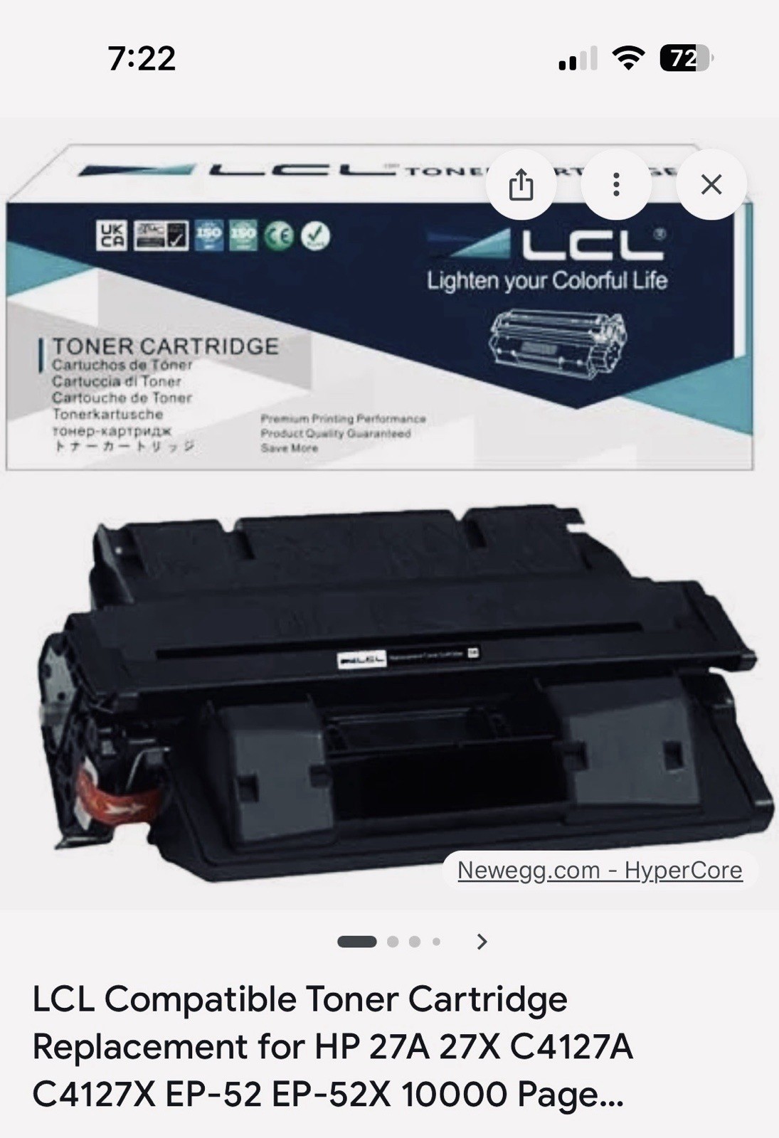 LCL Replacement Black Toner Cartridge. Replaces C4127X/ C4127A/ EP-52X