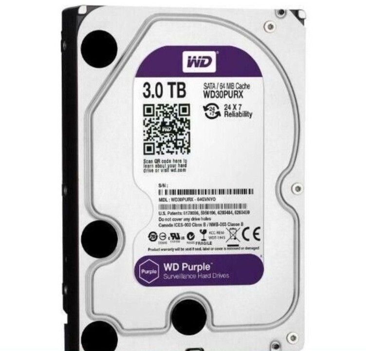 Western Digital WD30PURX Purple 3TB SATA 64MB 3.5" Internal Desktop HDD PC CCTV
