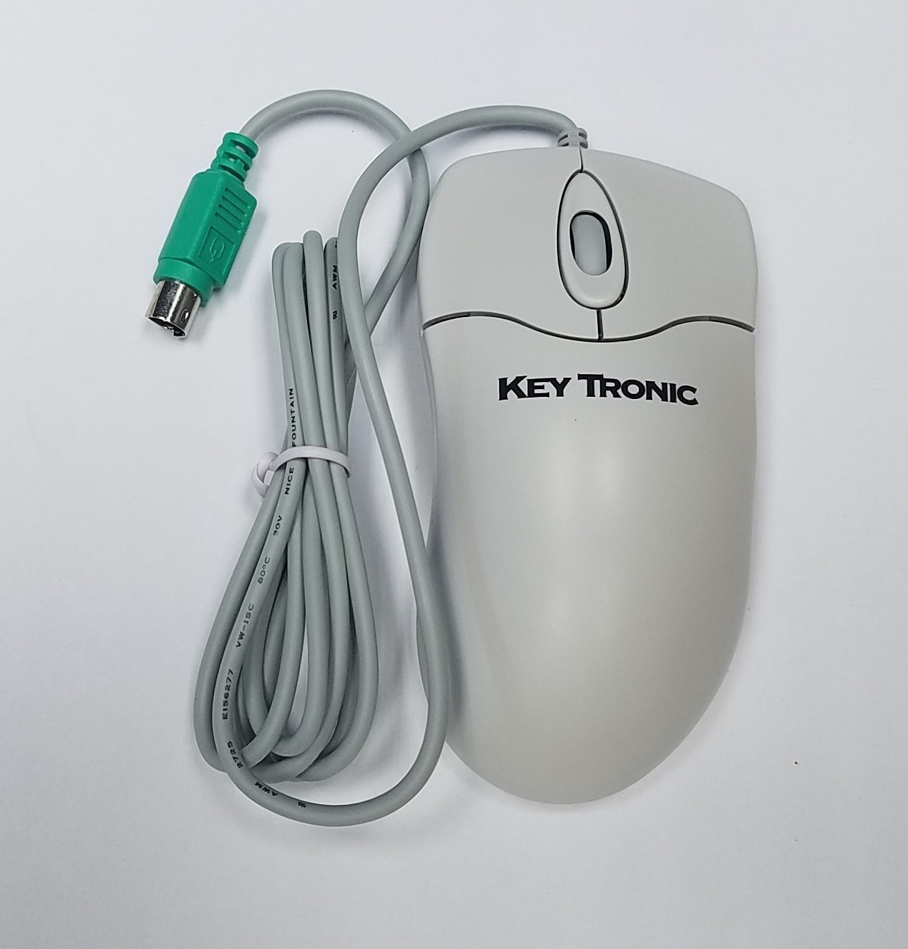 Vintage Key Tronic P801 PS2 3 Button Ball Mouse Scroll Wheel