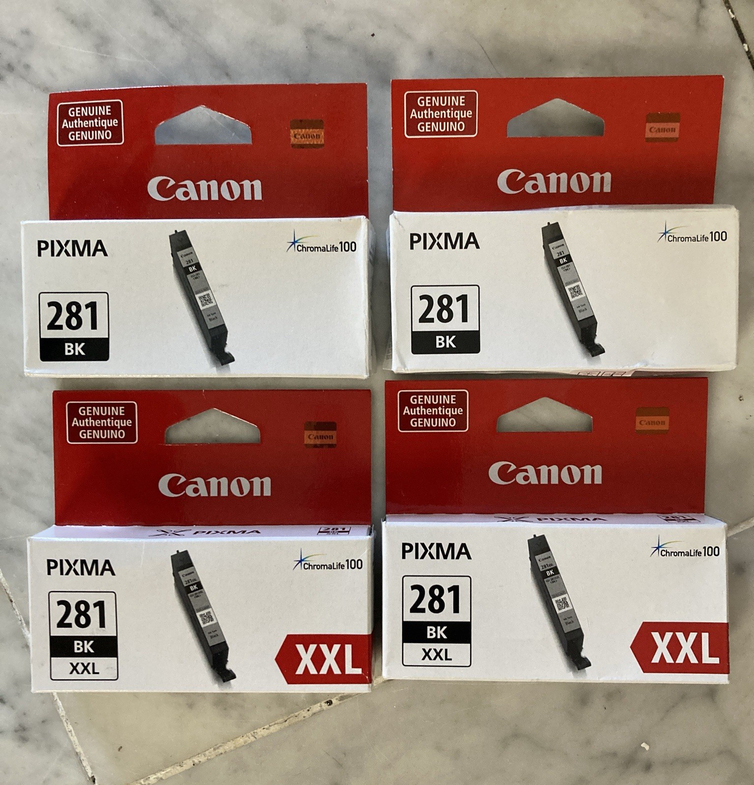 Lot of 4 Empty Virgin Genuine OEM Canon CLI-281 Ink Cartridges for Refill