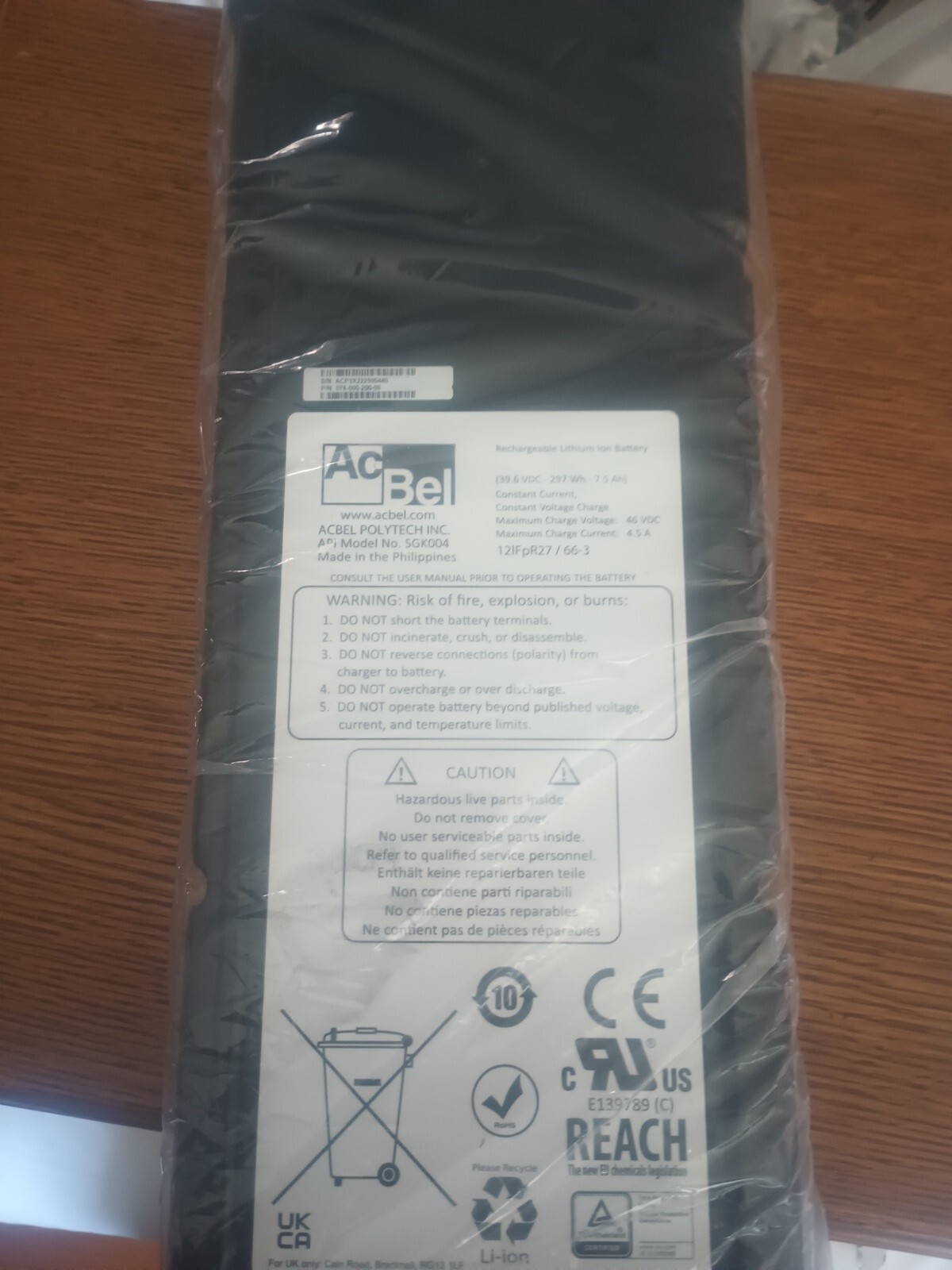 AcBel SGK004 LITHIUM ION BATTERY ACBEL POLYTECH 121FPR27/66-3 NEW