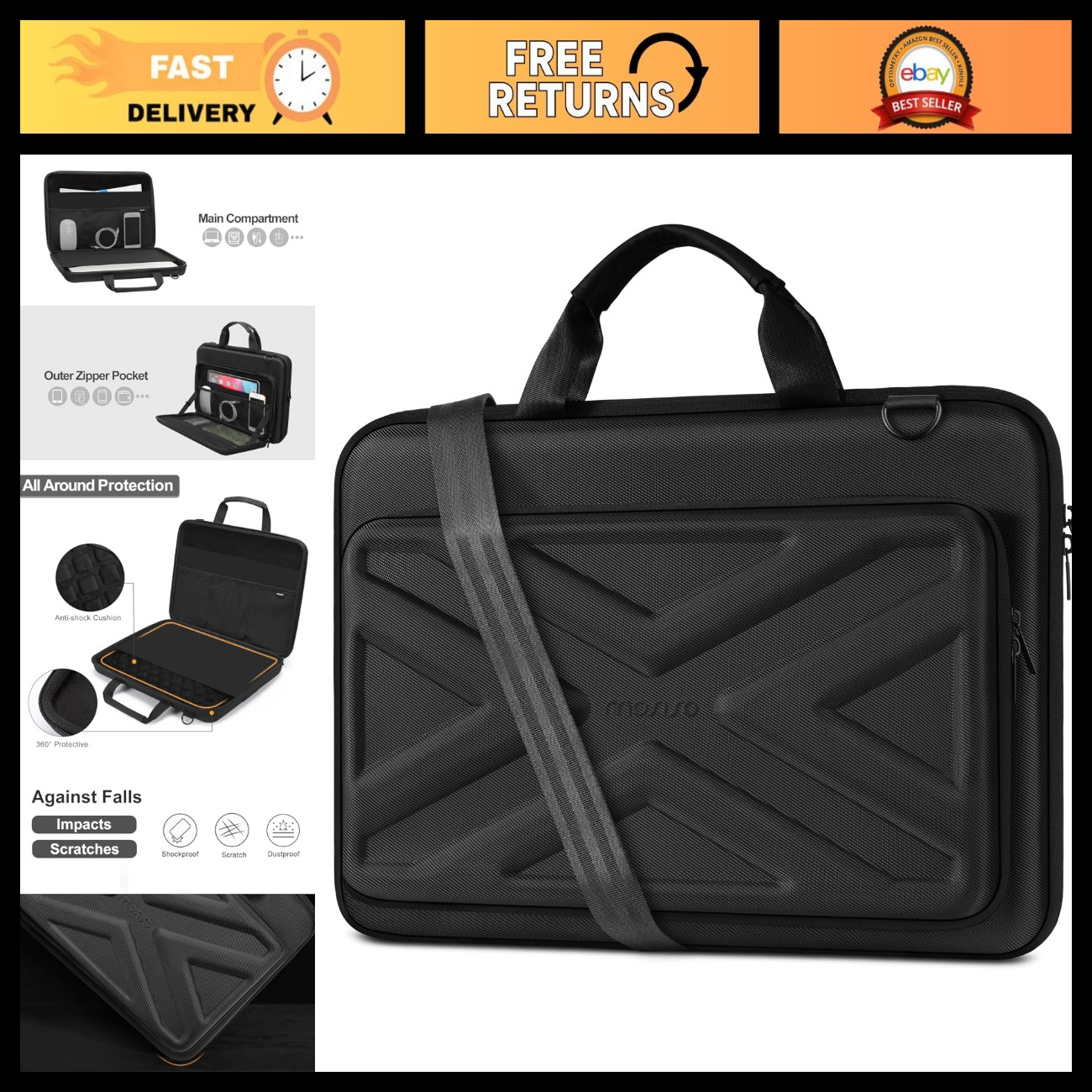 Stylish Laptop Bag for Men, 15-16 Inch Computer Case, Durable & Lightweight