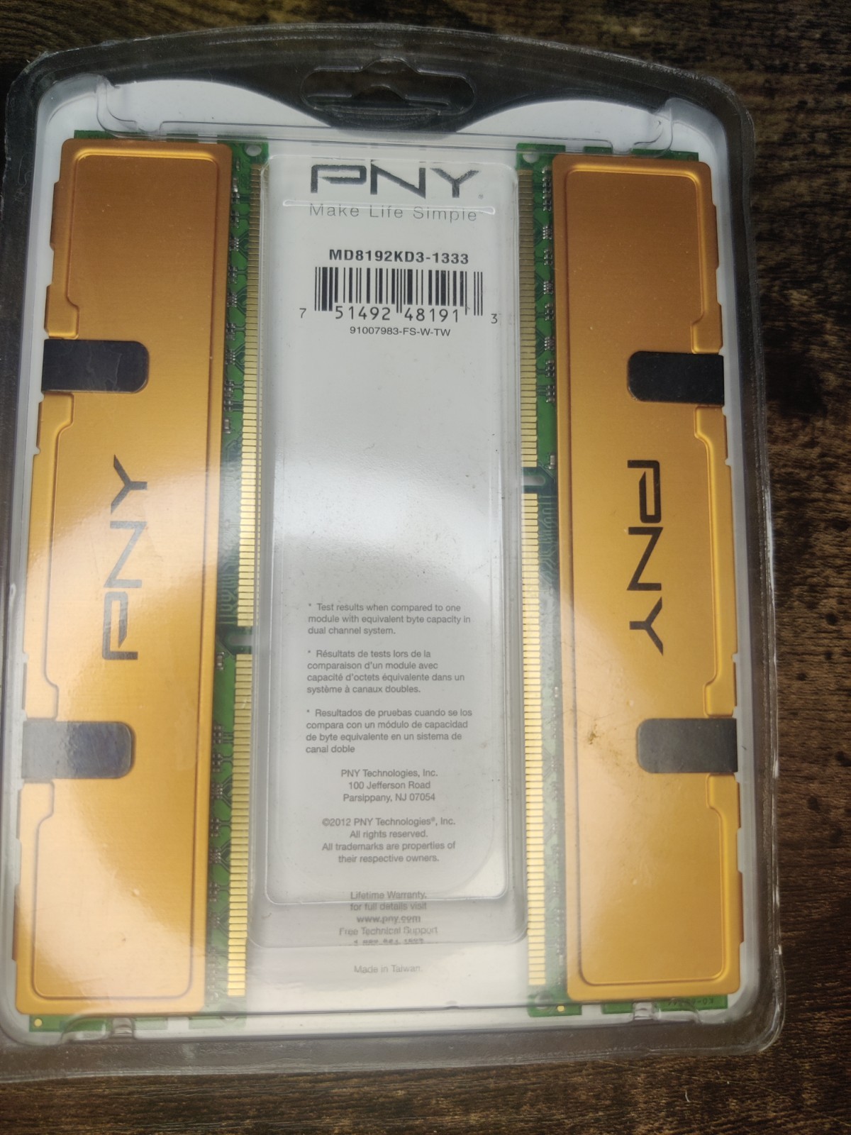 8GB 2X4 PNY PC3-1066 DDR3 1333MHz Dual Channel Memory Kit MD8192KD3-1333 NOS/NIB