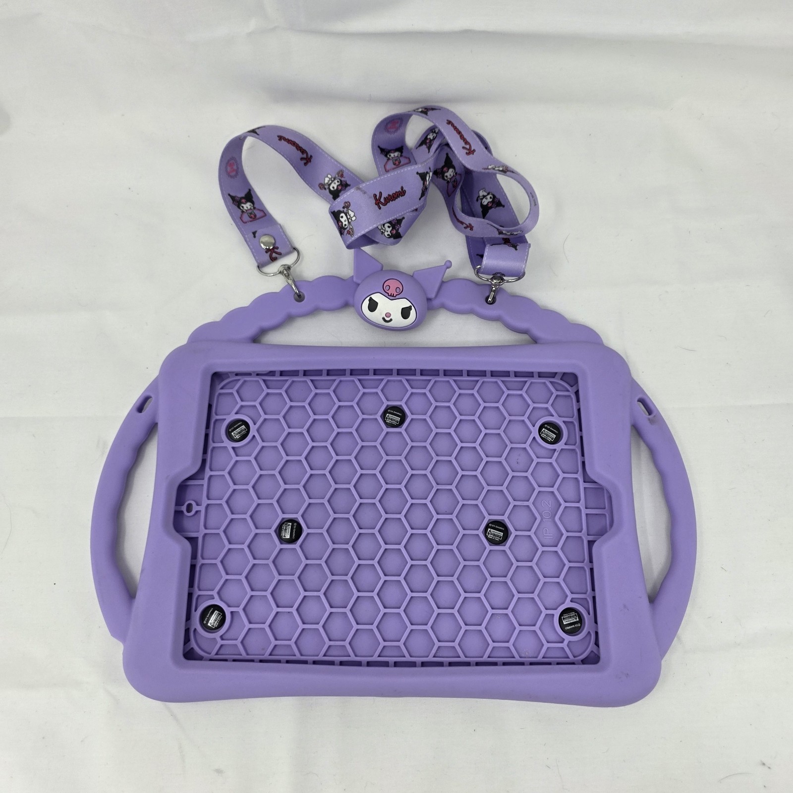 For Apple iPad 10.2 Kuromi Handle Silicon Soft Plus Lanyard Bracket TabletCase