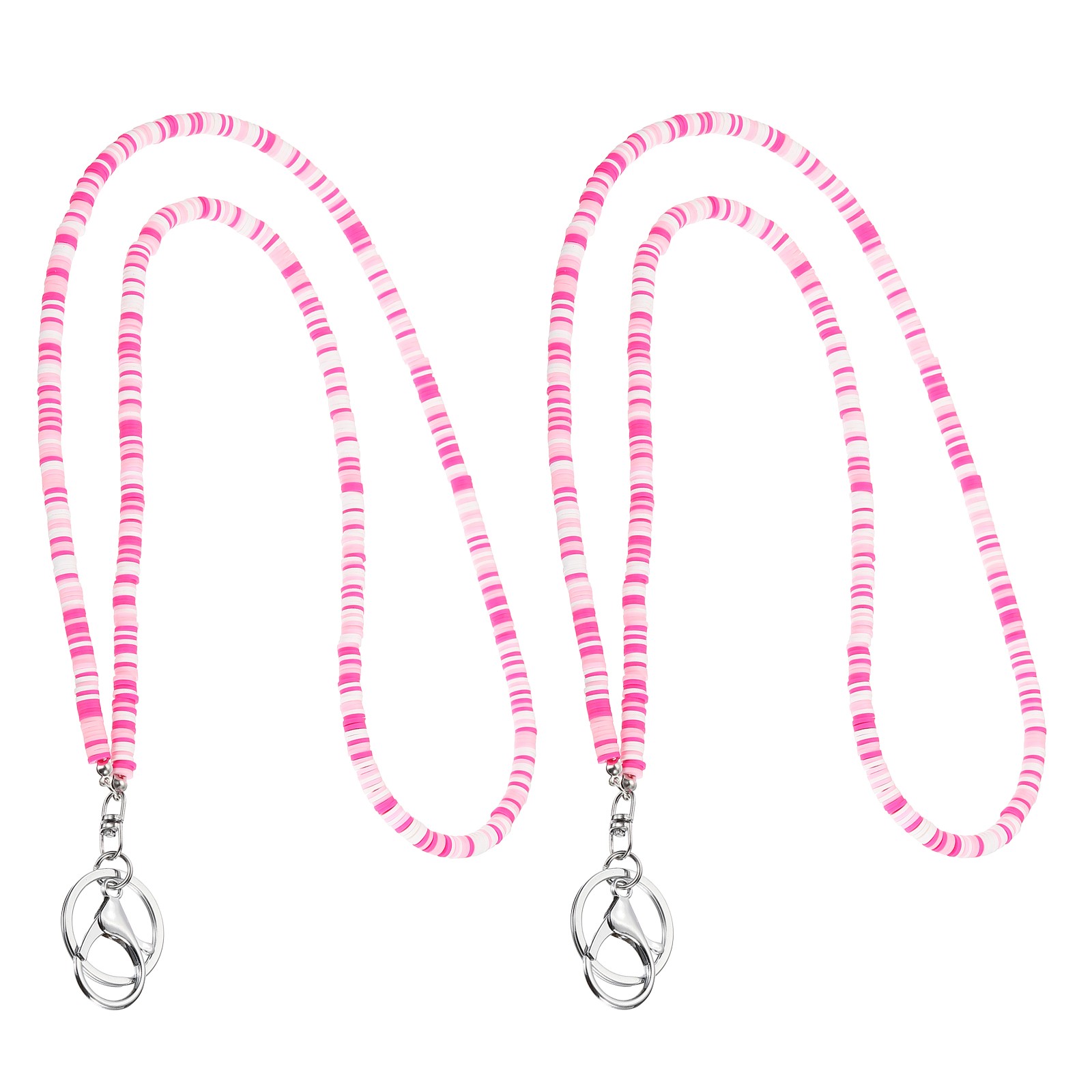 2pcs Beaded Keychain Necklace, For Boho Cute Pink Chain