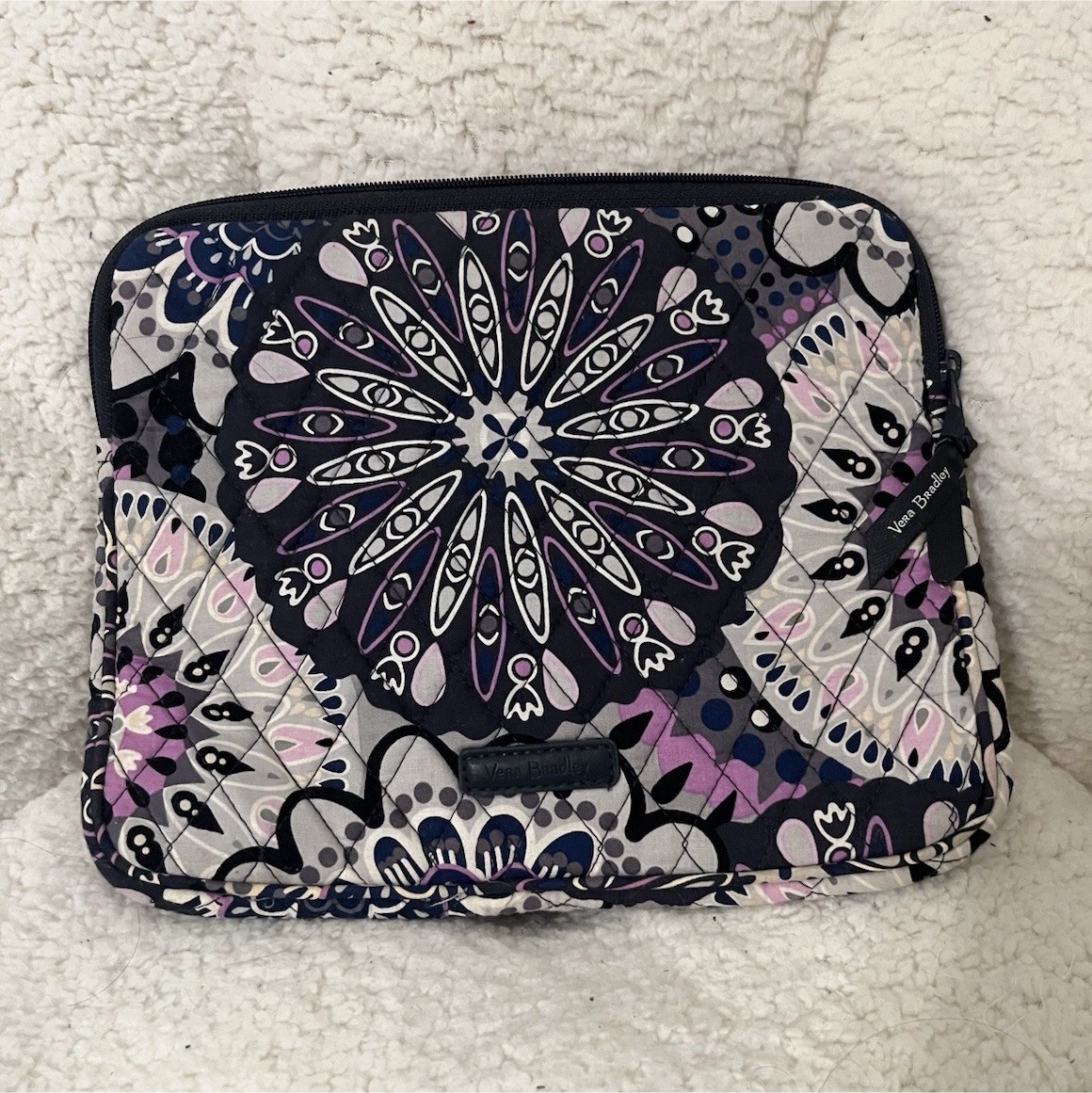 Vera Bradley Quilted Tablet Sleeve Pouch Multicolor Designer Purple Floral