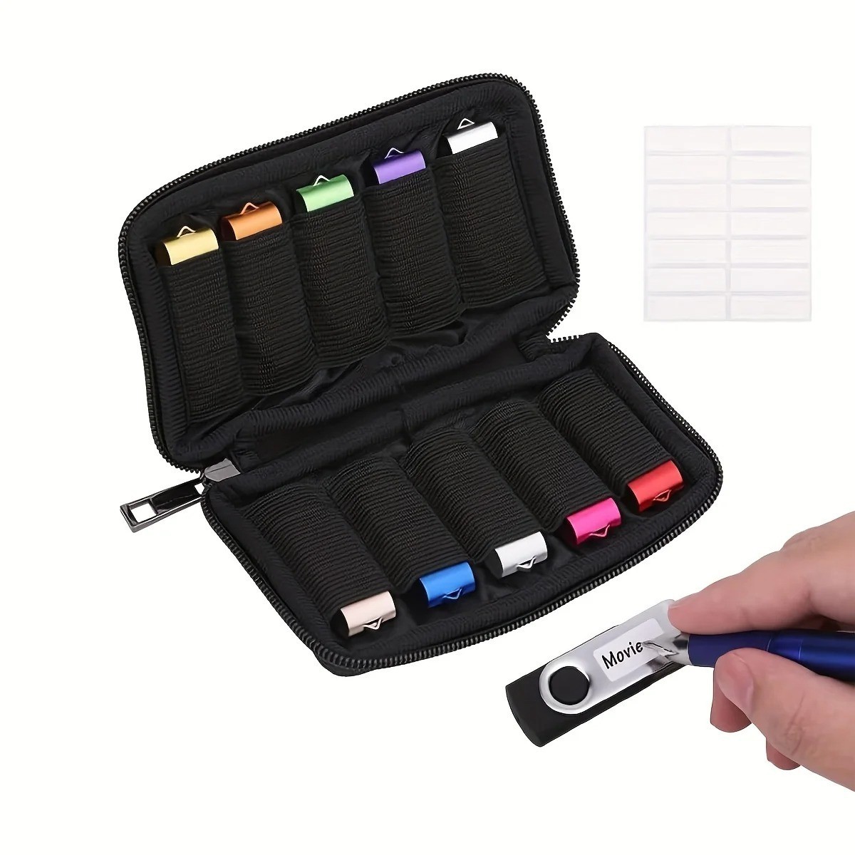 Flash Drive Case USB Storage Case 10 Slots, Portable Thumb Drive USB Holder