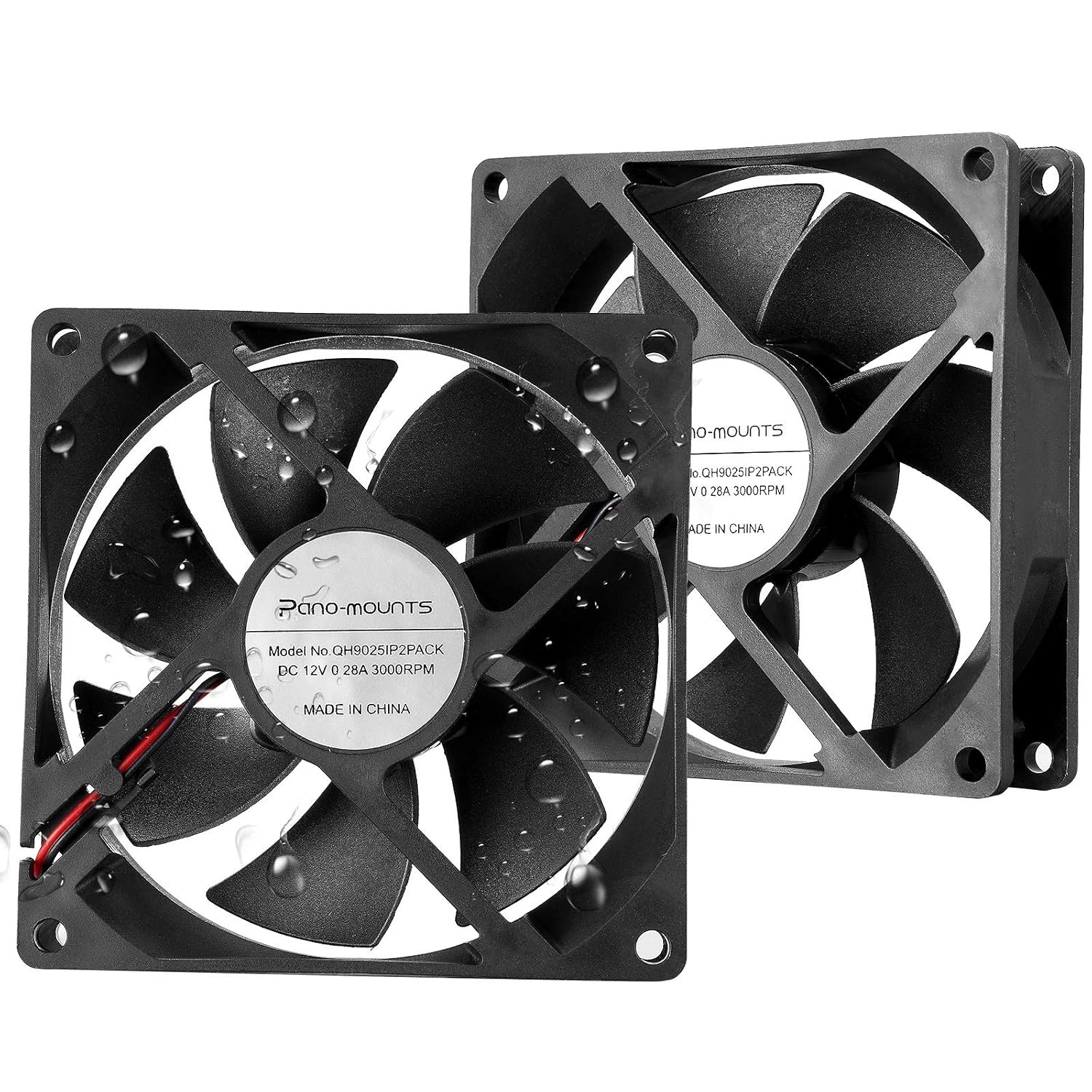 90mm 12V DC High Airflow Moisture-Proof 3000RPM 2Pin XH2.54 Fan 2-Pack
