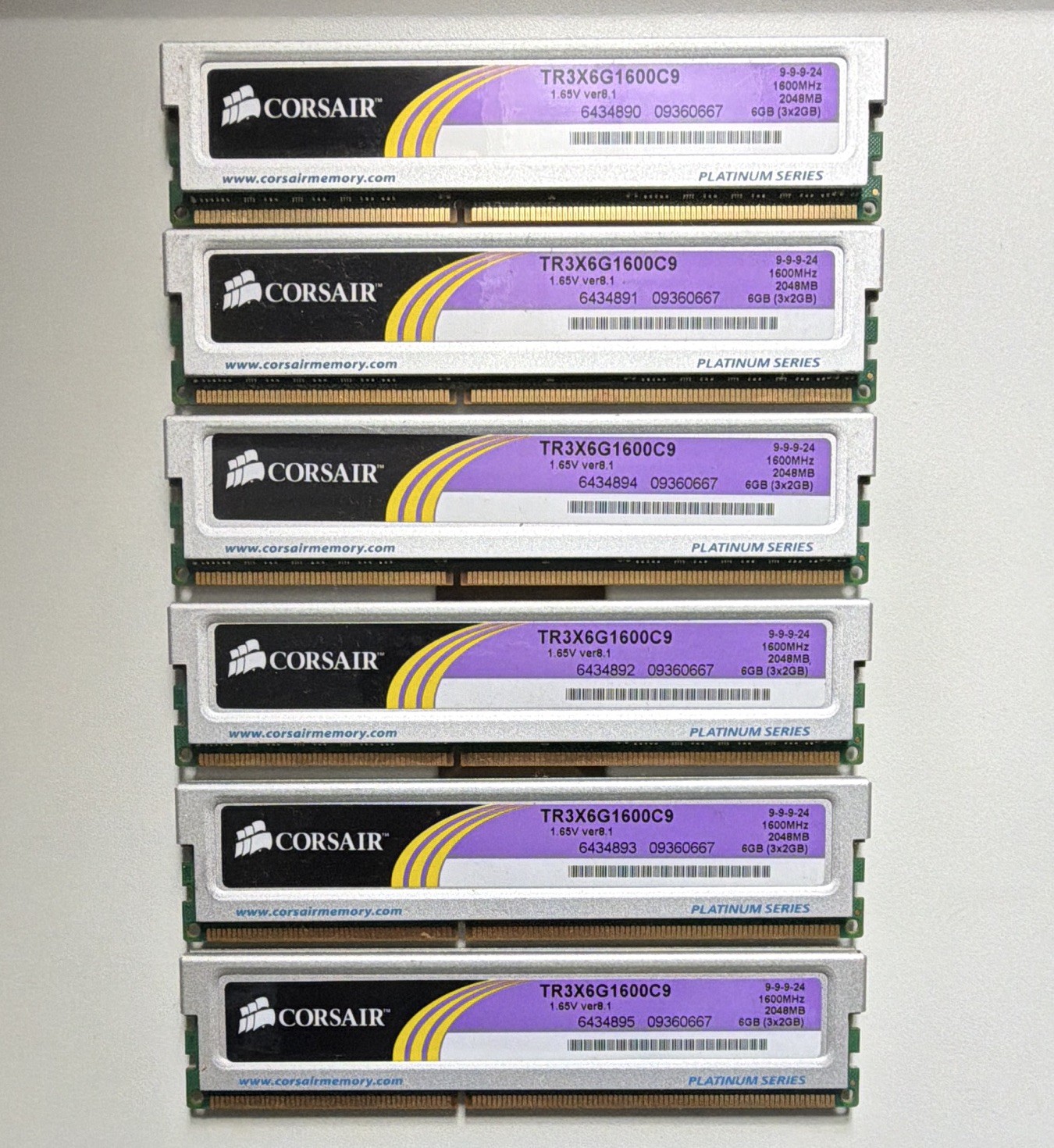 6 x Corsair XMS3 Platinum DDR3 6GB 1600MHz 240-Pin DIMM TR3X6G1600C9