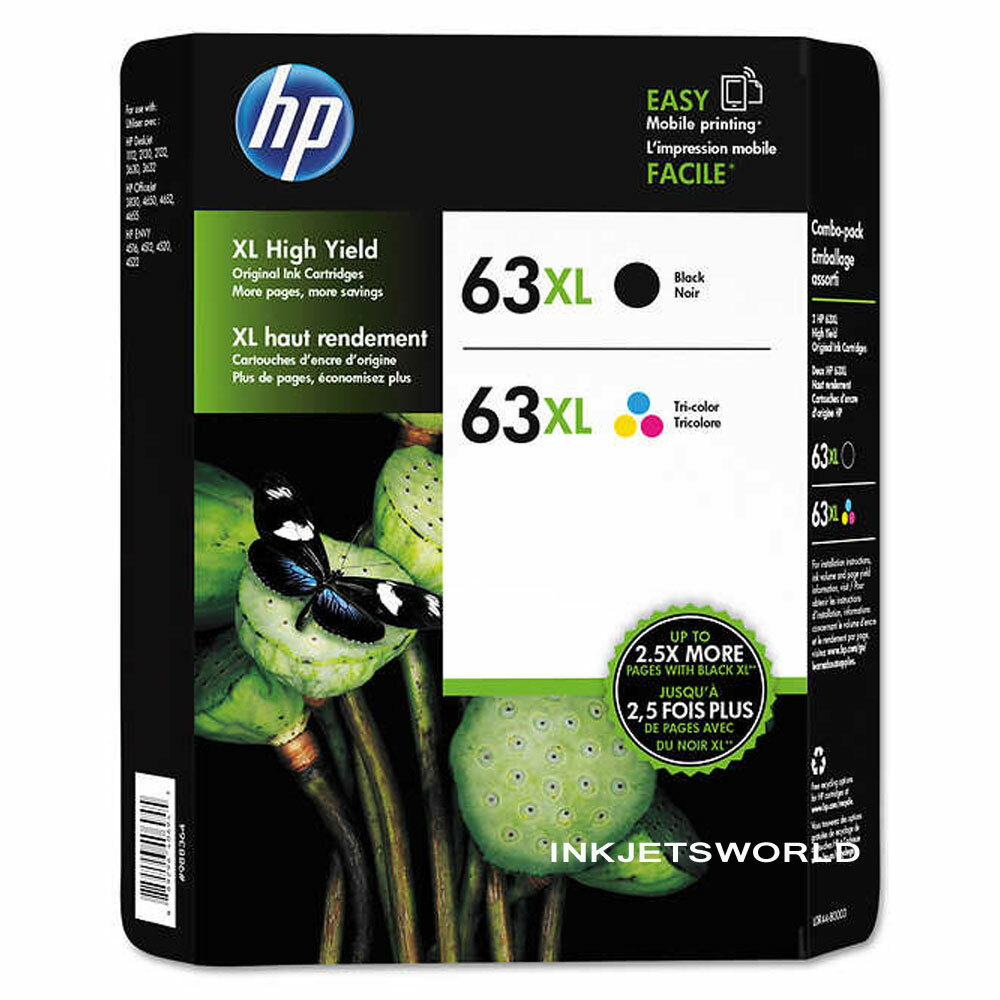 HP 63XL 2-pack Black/Tri-color Original Ink Cartridges Retail Box Genuine HP