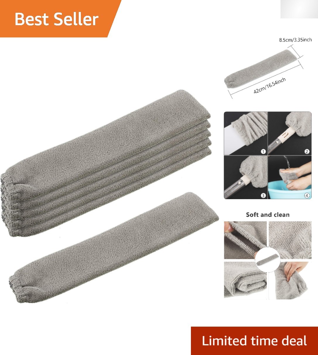 Economy 6 Pack Microfiber Dusting Cloth Covers - Reusable, Washable for Home Use