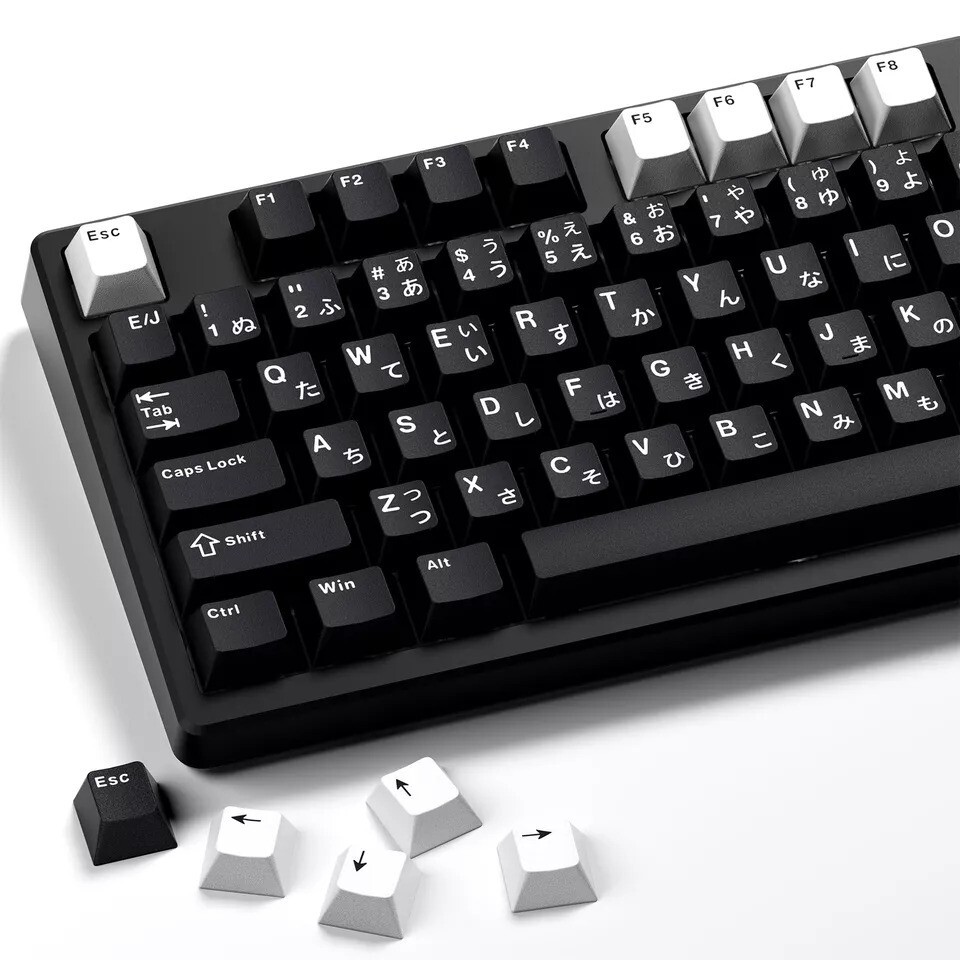 XVX Black Japanese Keycaps Double Shot PBT Keycap Set 146 Keys Cherry Profile...