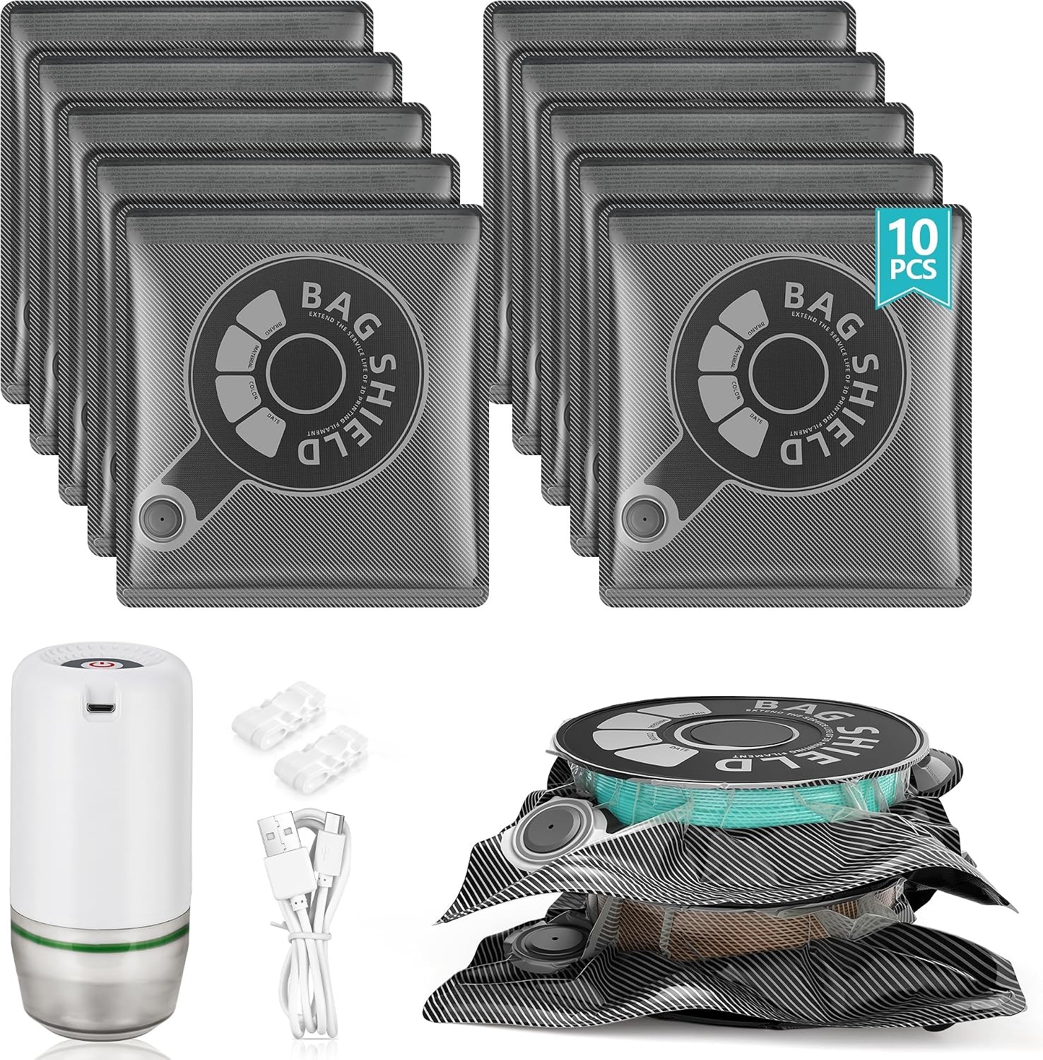 3D Printer Filament Vacuum Storage Bags Kit with Auto Pump for 3D Filament