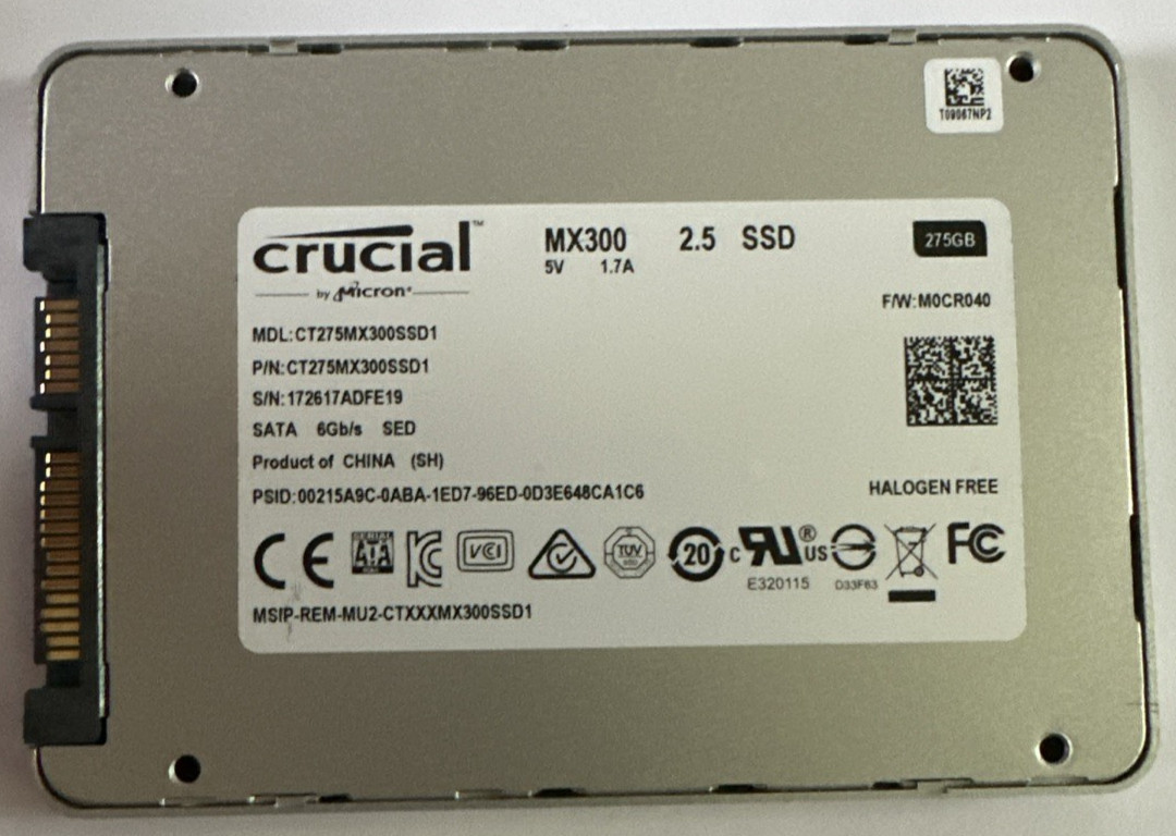 Crucial MX300 275GB 2.5" SATA III 6Gbps Solid State Drive SSD CT275MX300SSD1