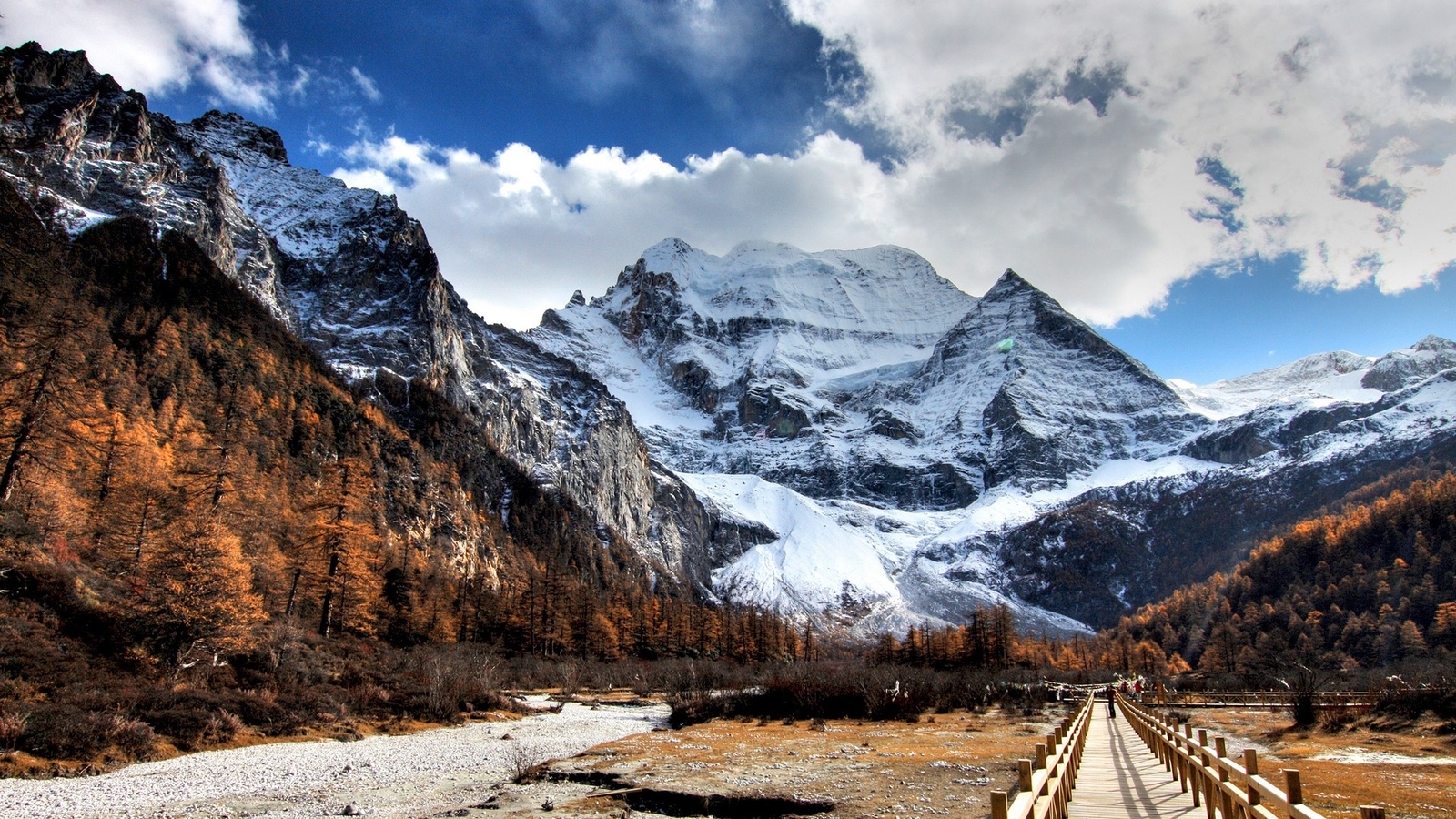 Landscape nature r china mountains sky clouds snowy peak Custom Gaming Mat Desk