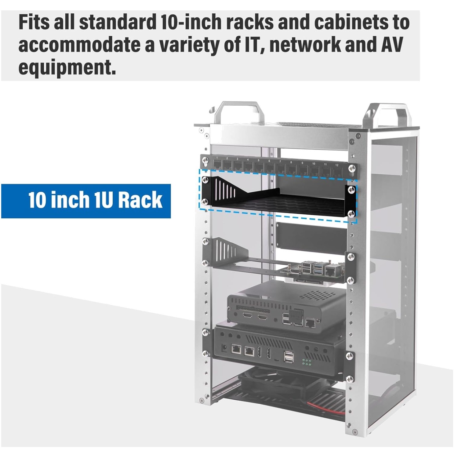 Vented Server Rack Shelf for DeskPi RackMate Cabinet