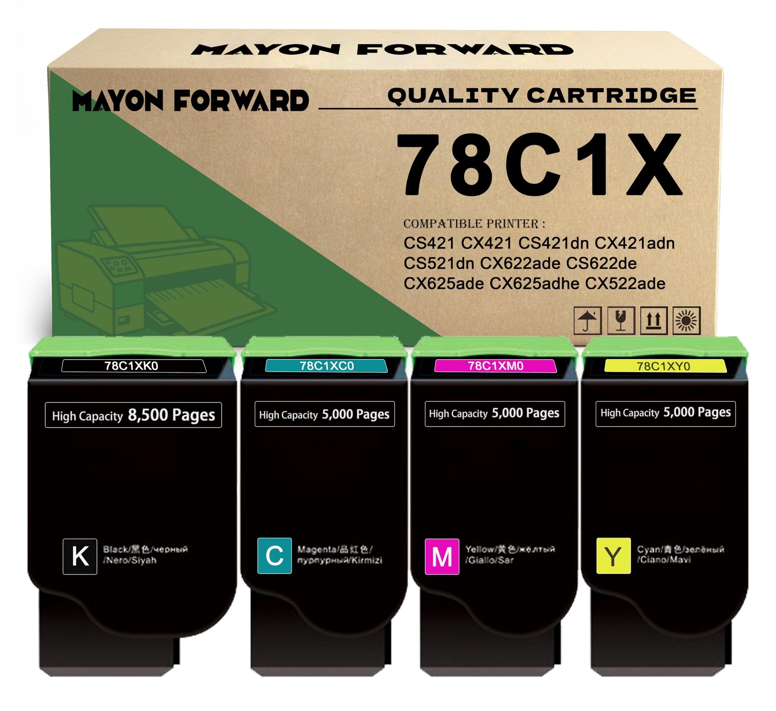 CS421H High Yield Toner Cartridges 78C1X Replacement for CS421 CX421 CS421dn