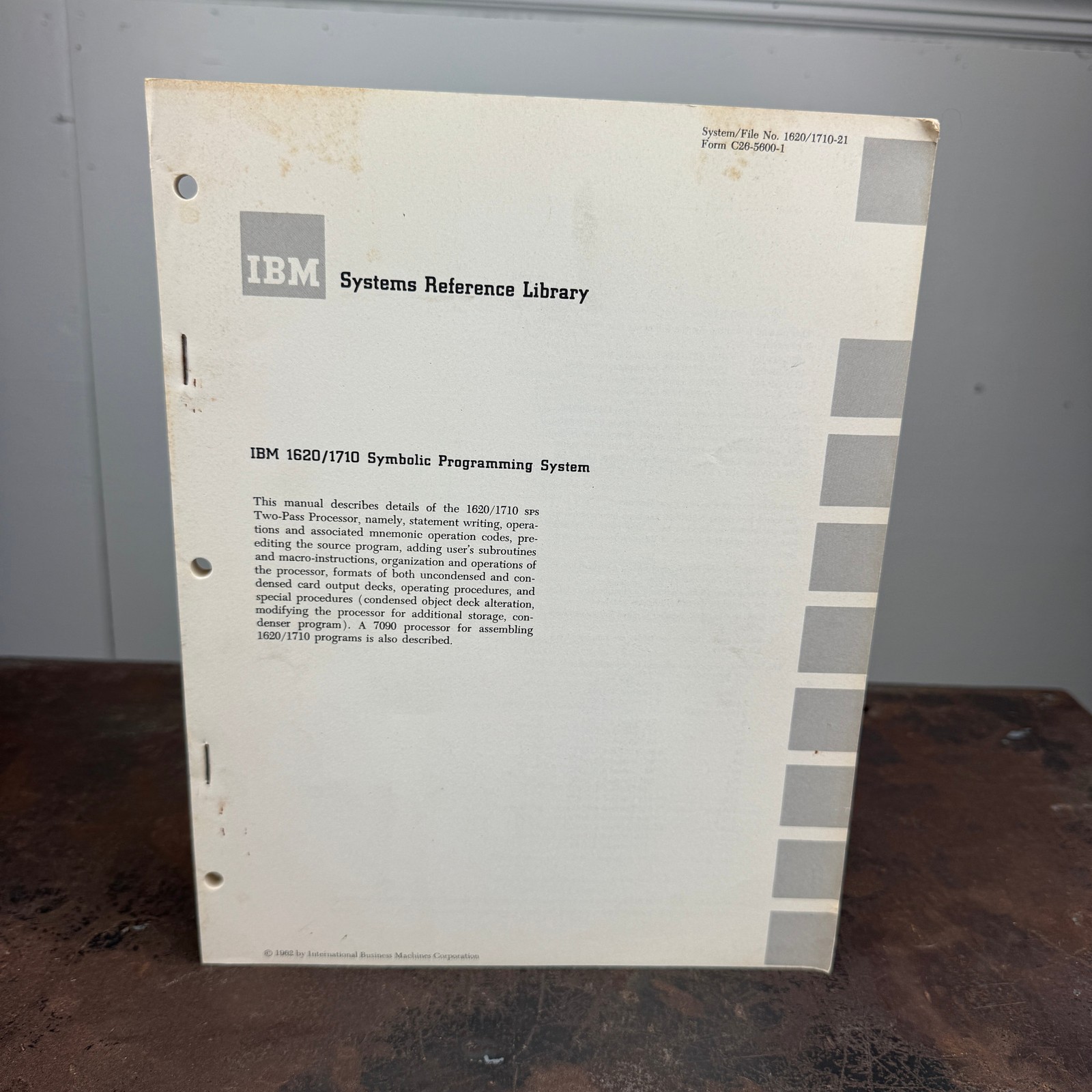 IBM 1620/1710 Symbolic Programming System Manual ORIGINAL Vintage 1963