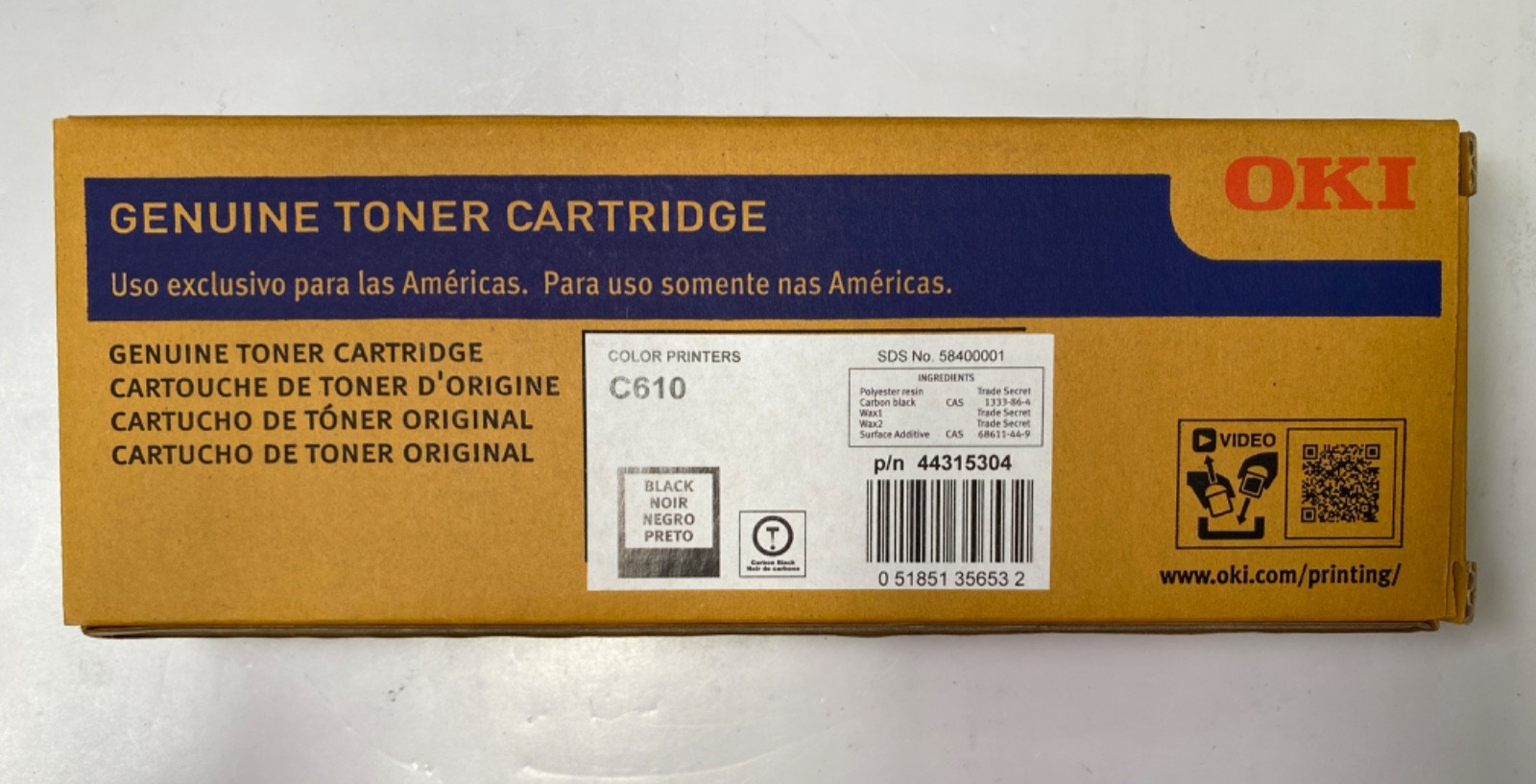 OKI Genuine Toner Cartridge C610 Black 44315304 *NEW SEALED