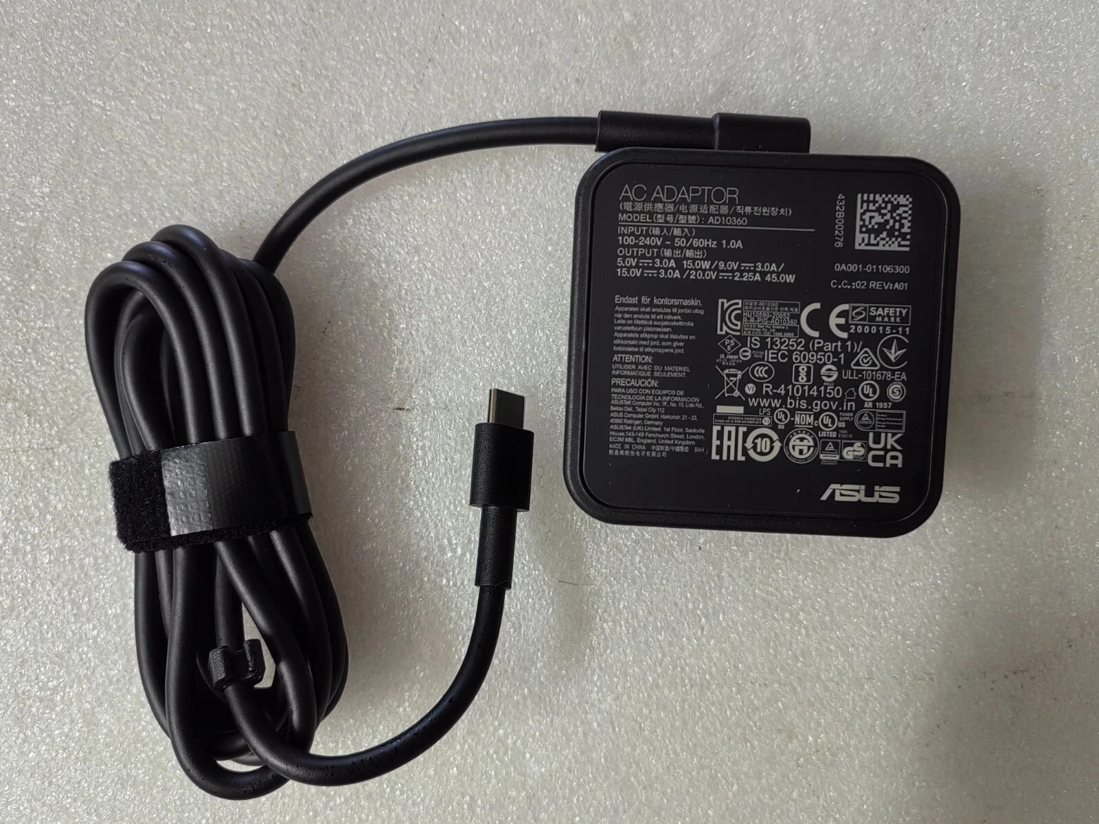 For ASUS Chromebook CX15 CX1505 15V 3A AD10360 TYPE-C 45W AC Adapter Genuine NEW
