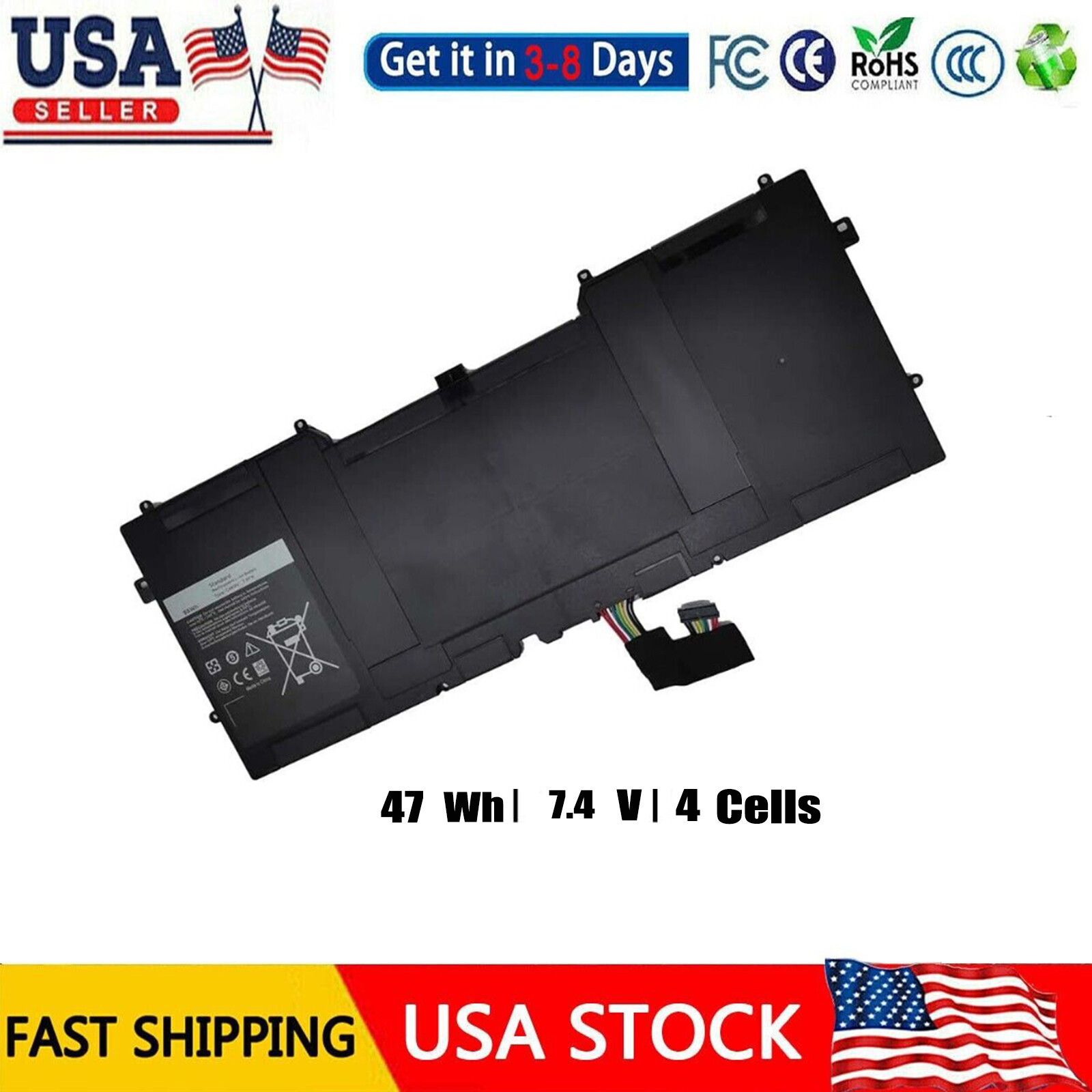New C4K9V BATTERY FOR DELL XPS 12 9Q33 L221X 13 9333 Ultrabook Y9N00 PKH18 US
