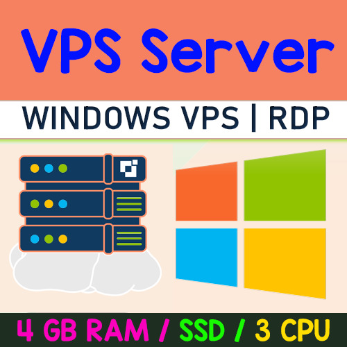 FAST Windows VPS RDP Server/ Windows VPS Hosting - 4GB RAM + FAST SSD