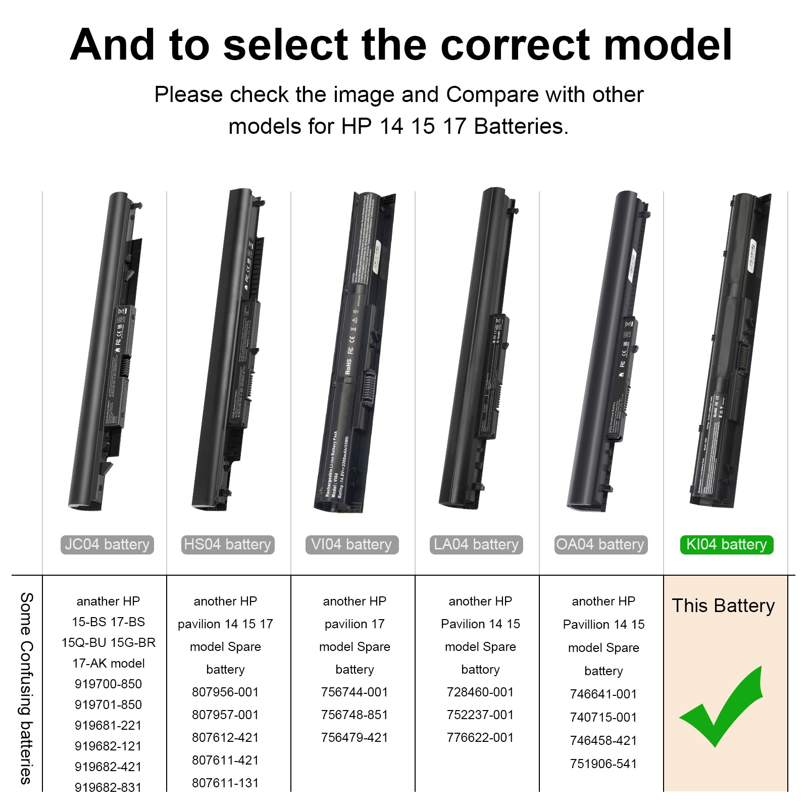 🧡LOT Battery KI04 K104 For HP Pavilion 14-ab 15-ab Series 800010-421 800049-001