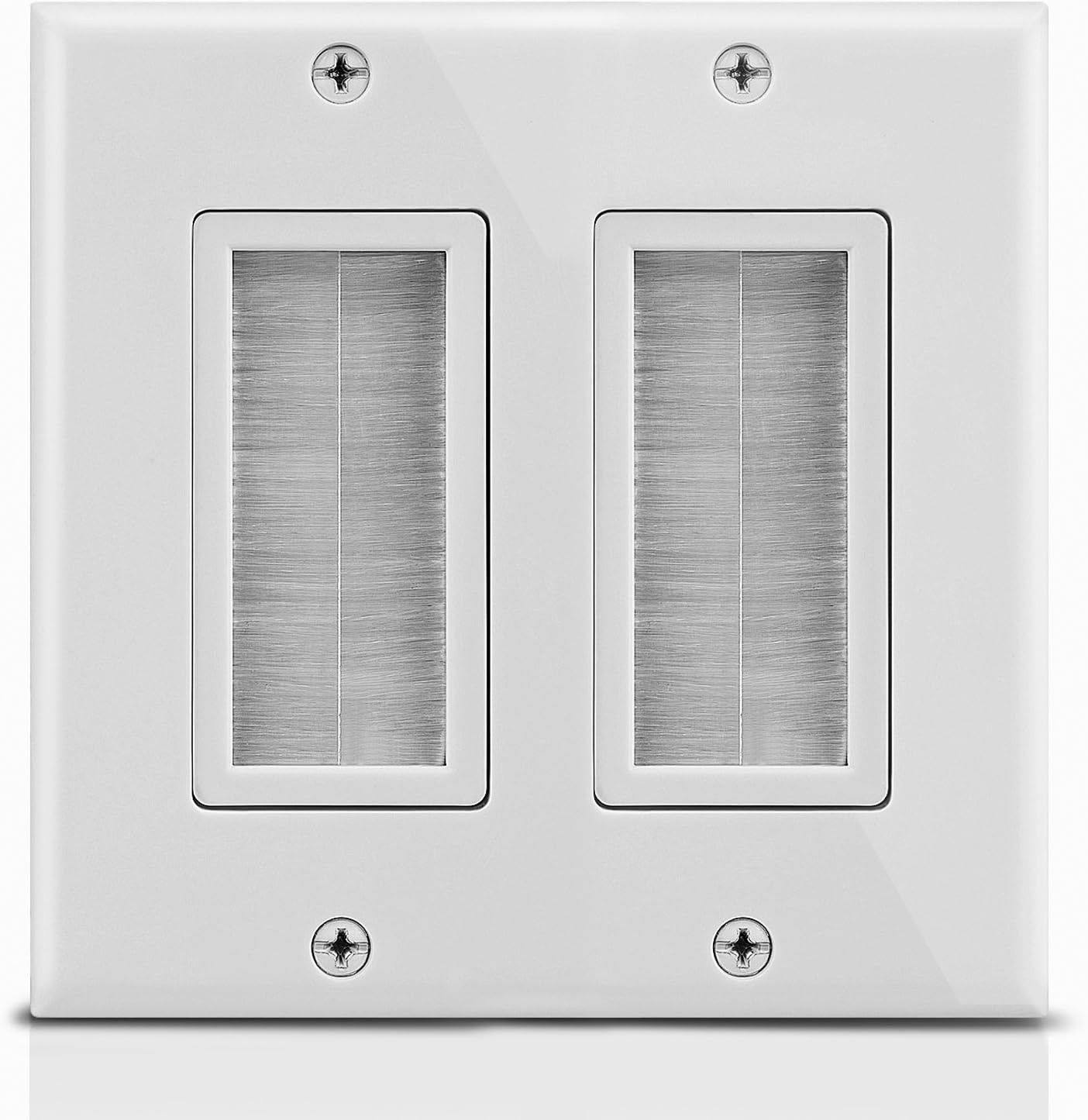 Fosmon 2-Gang Wall Plate, Brush Style Opening Passthrough Low Voltage Cable Plat