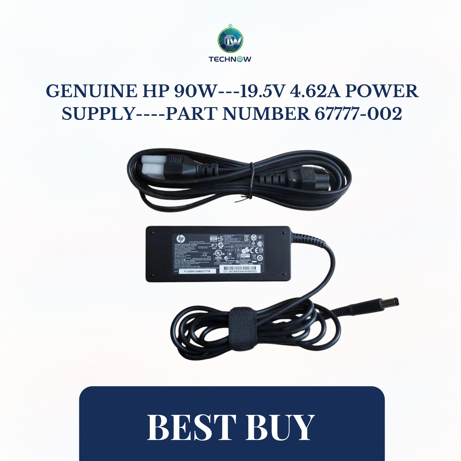 GENUINE HP   90W---19.5V   4.62A   POWER SUPPLY----PART NUMBER 67777-002