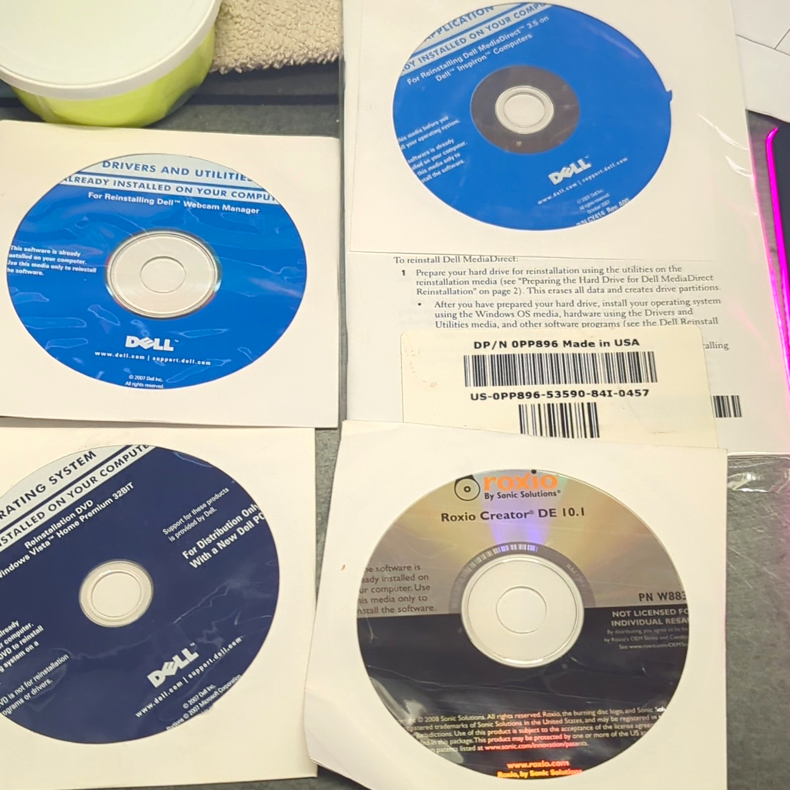 Dell Windows Vista Home Premium 32-bit Reinstall DVD MediaDirect Drivers Roxio