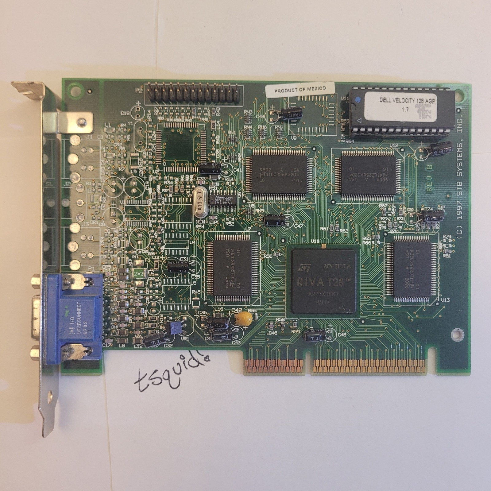 STB Systems Dell Velocity 128 AGP 4MB NVIDIA RIVA 128 Video Card 00090727 Vtg