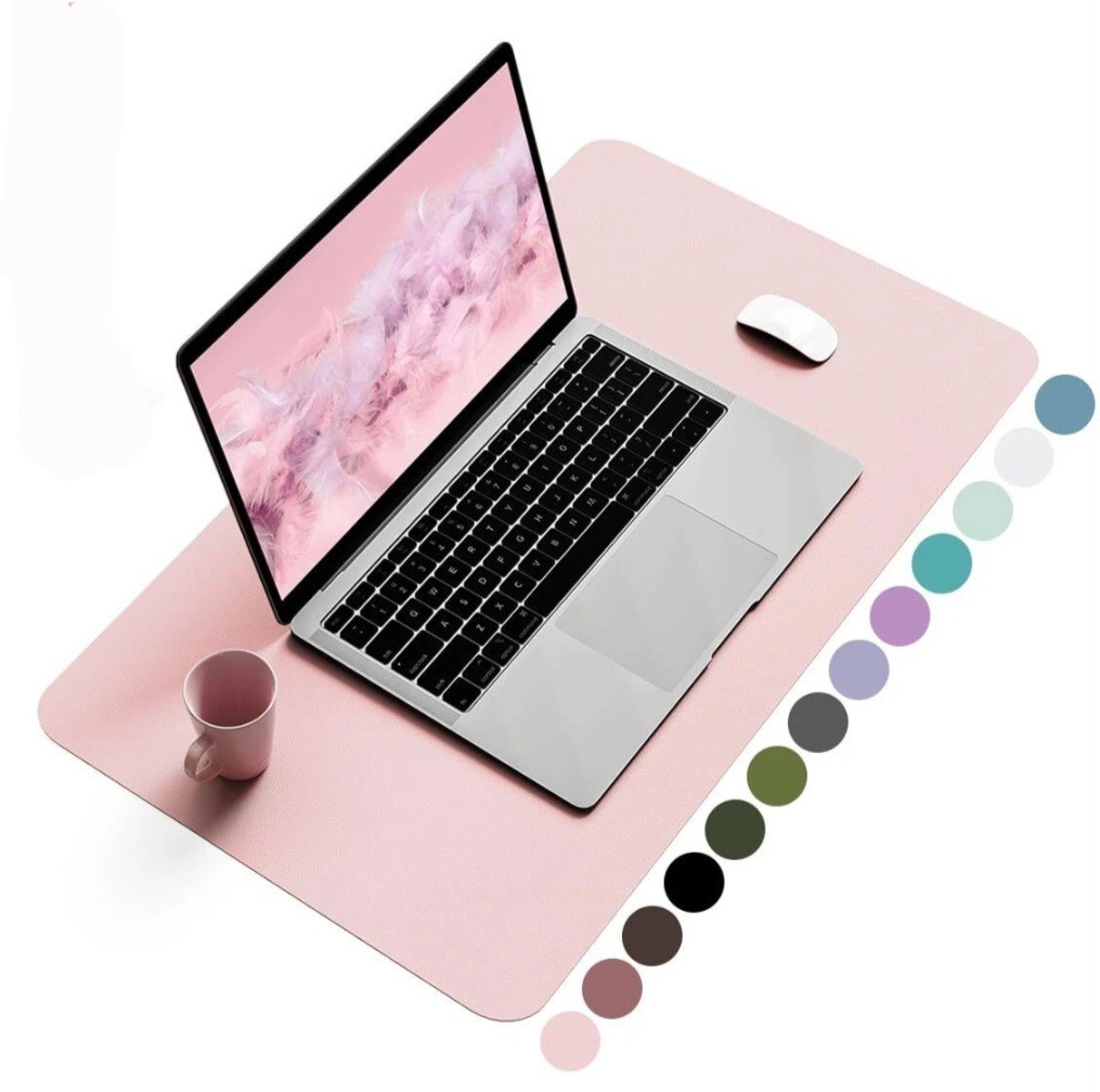 YSAGi PU Leather Large Mouse Pad Desk Protector Light Pink Nonslip Waterproof