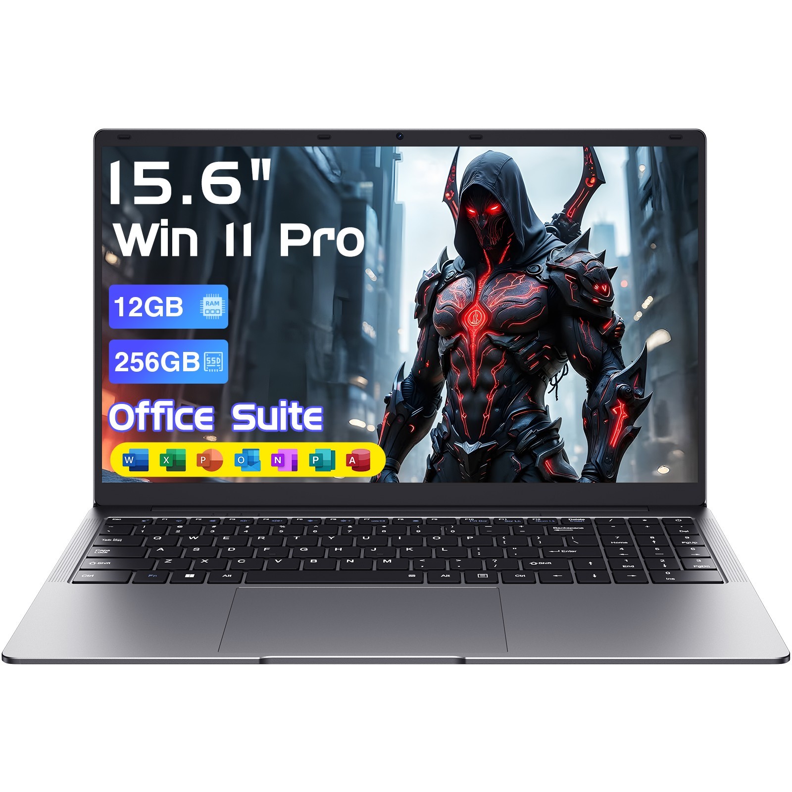 15.6" Laptop PC 12GB RAM 256GB SSD,Windows 11 Pro,Intel Celeron N4000,MS Office